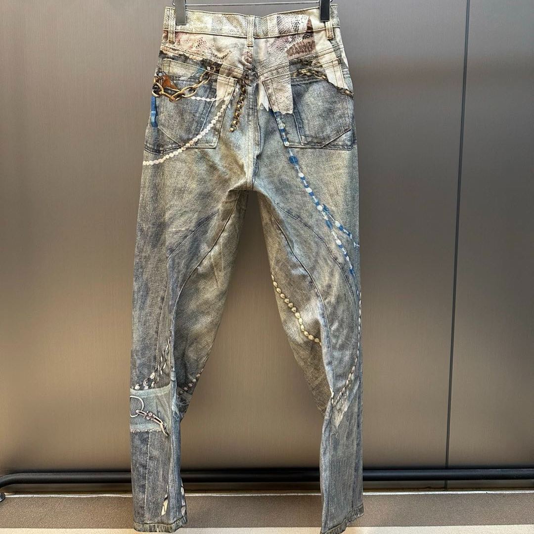Acne Studios 1981 Printed Jeans White & Green (CK0134-AET）