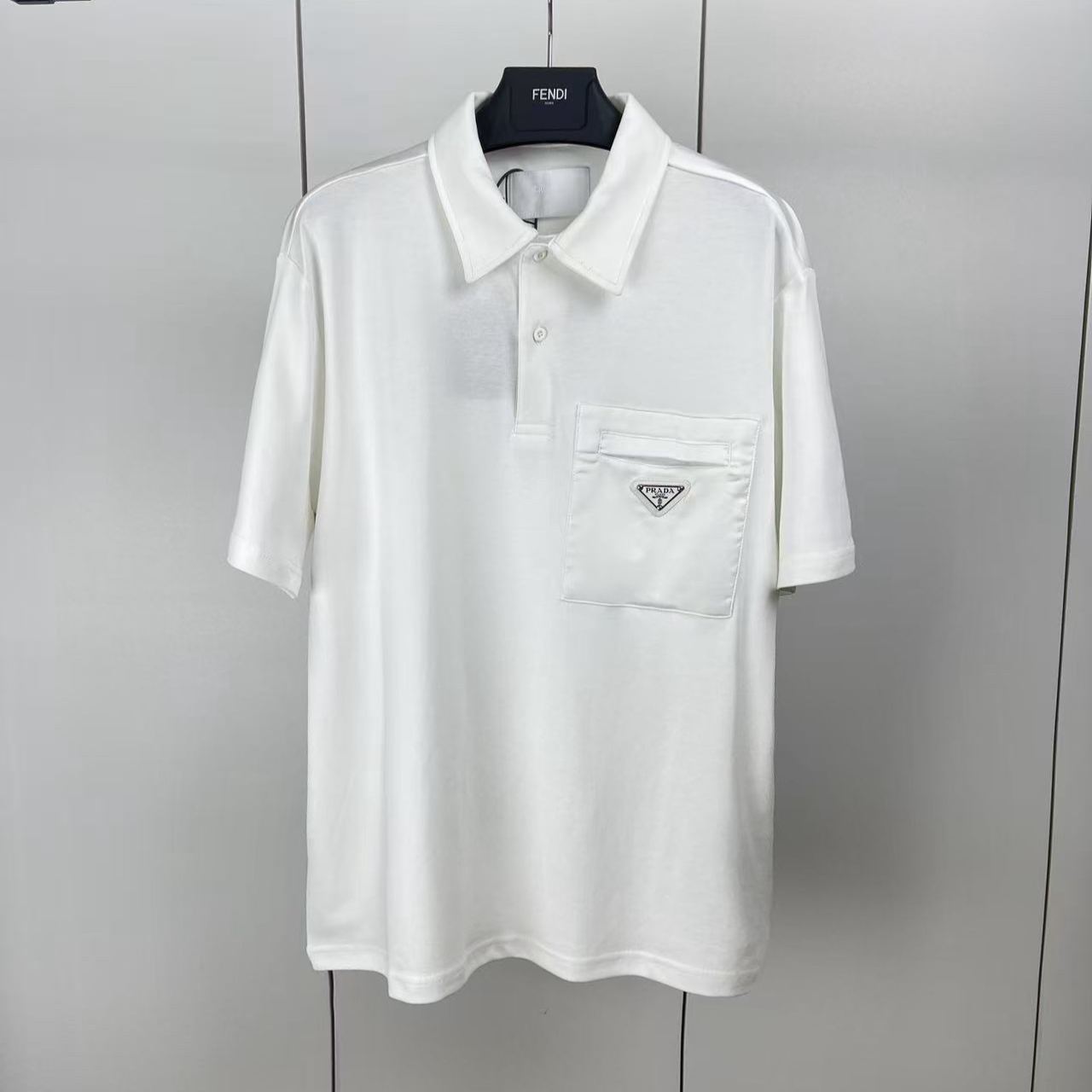 PRADA Navy Stretch Cotton Polo Shirt (UJN703-1YED-F044V）