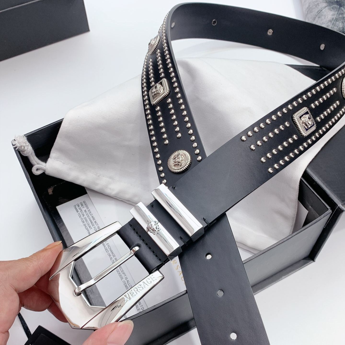 Versace Medusa Heritage Studded Belt（1007024-1A05020_1B00V）