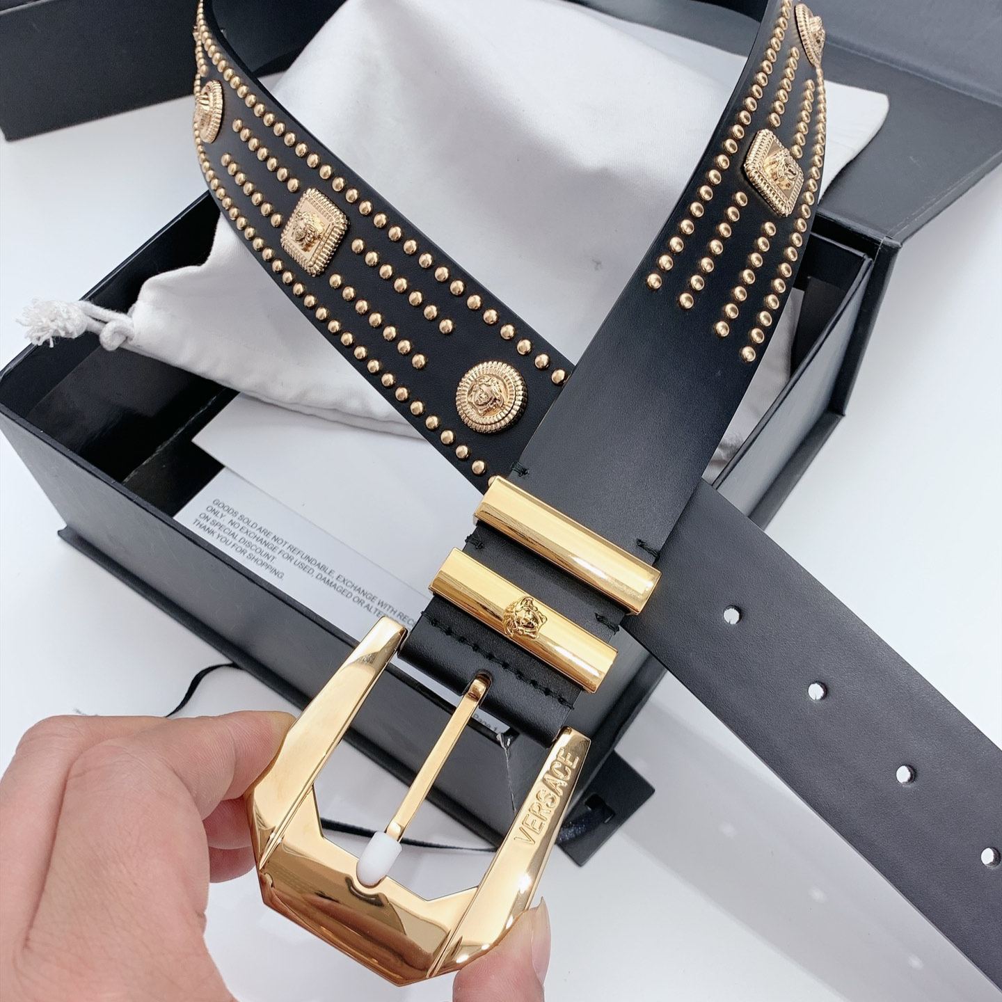Versace Medusa Heritage Studded Belt（1007024-1A05020_1B00V）