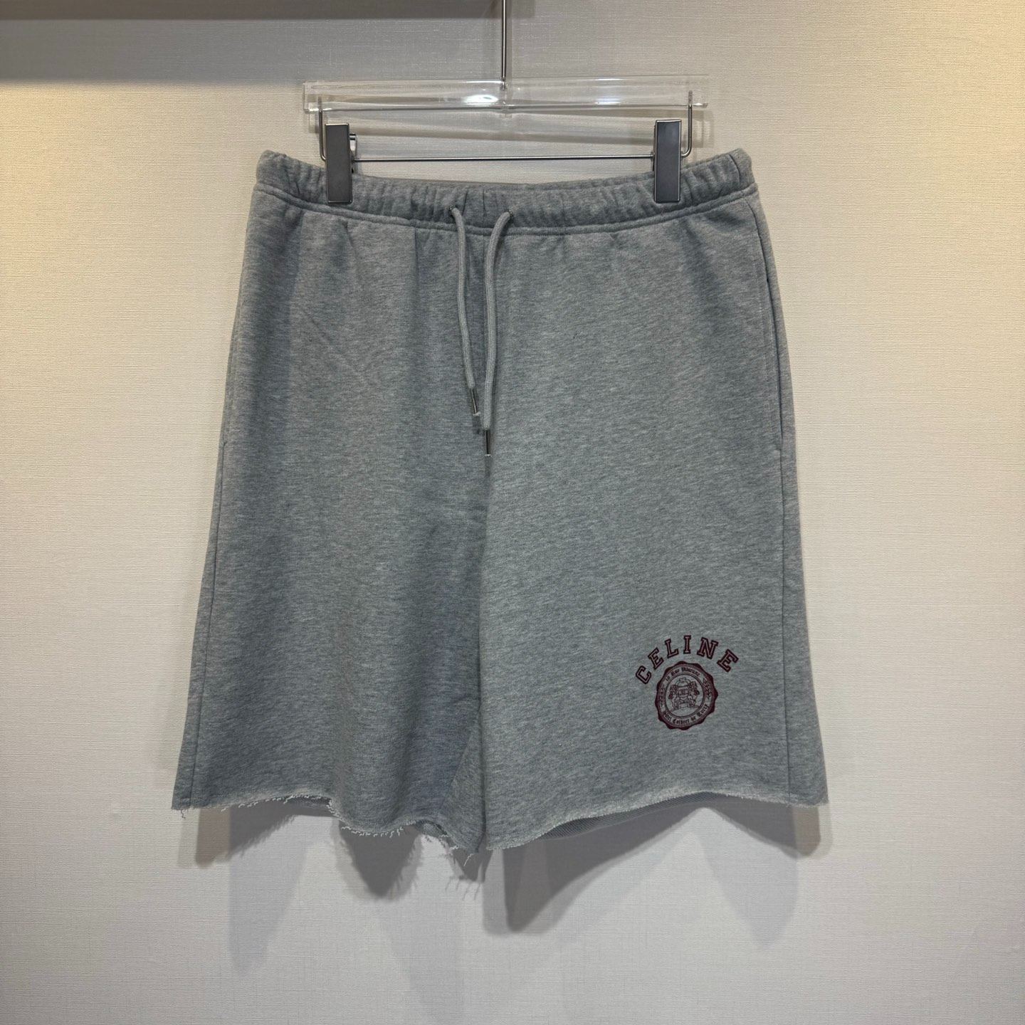 CELINE Blason Loose Shorts 'Grey Melange/Burgundy'（RP00N670Q 09BA）