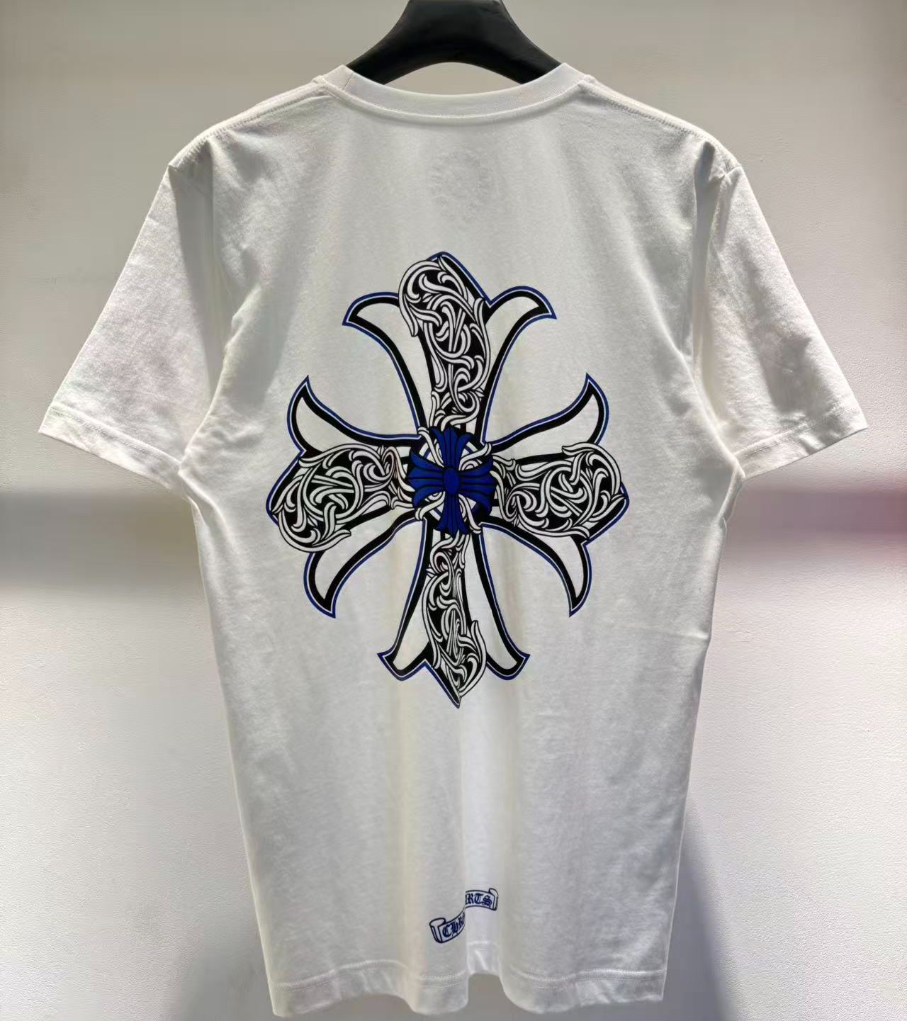 Chrome Hearts Blue Cross Logo White Pocket Tee (CH-20262525）