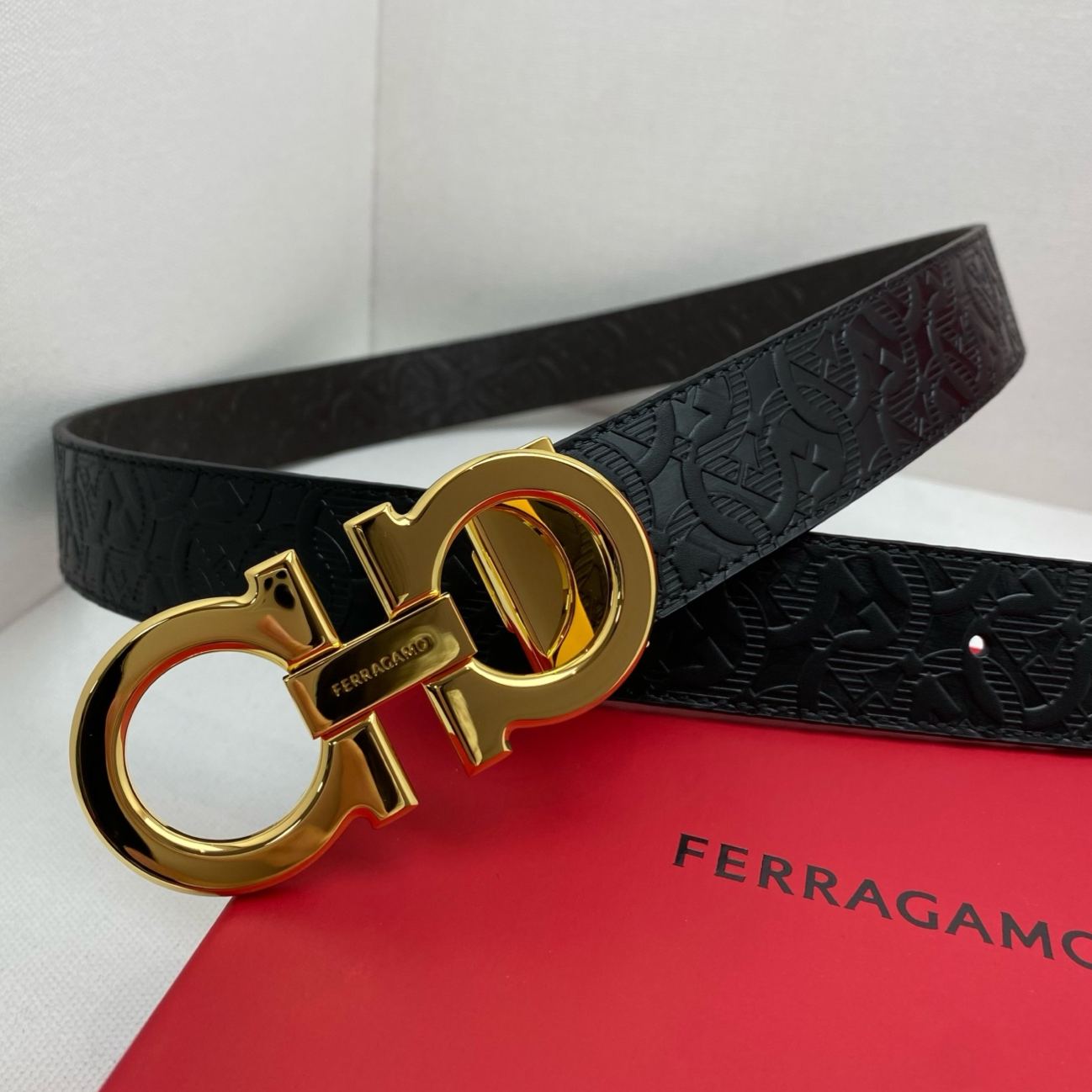 [Copy]Ferragamo Leather Gancini Belt-3.5cm（725421）
