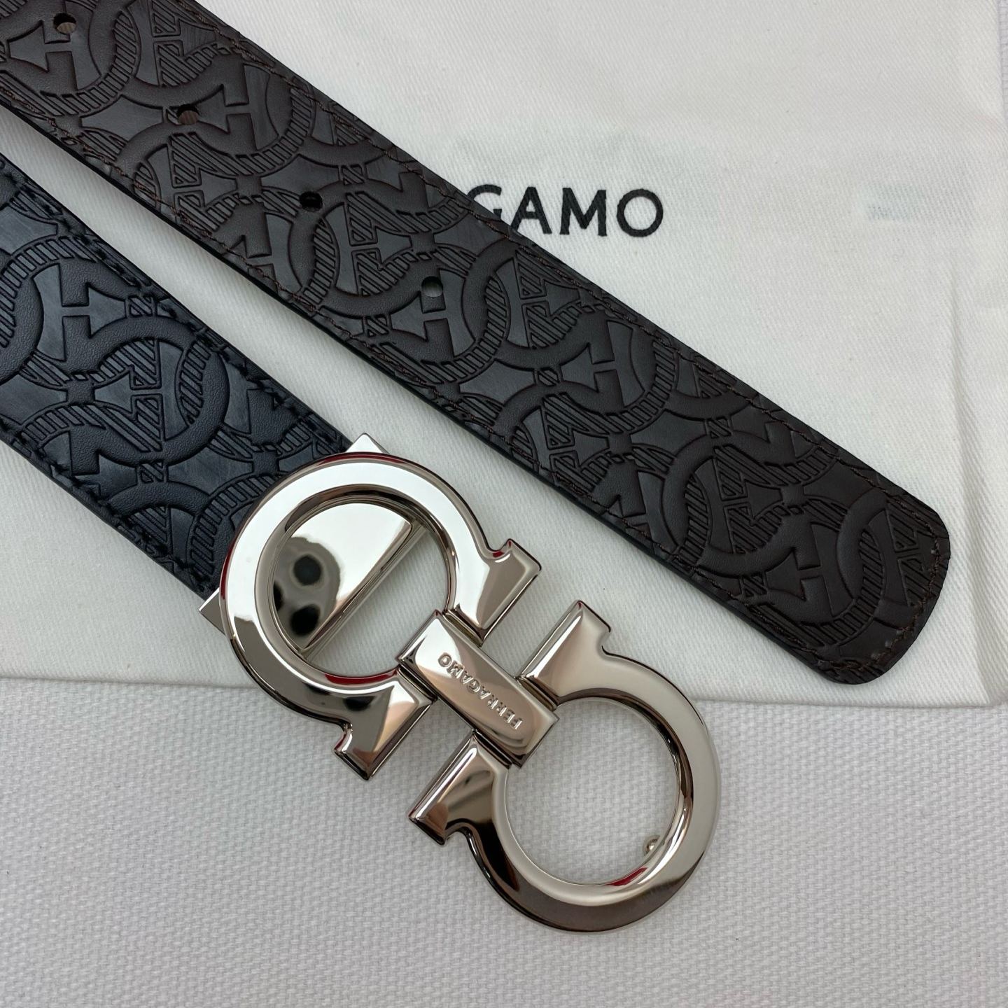 [Copy]Ferragamo Leather Gancini Belt-3.5cm（725421）