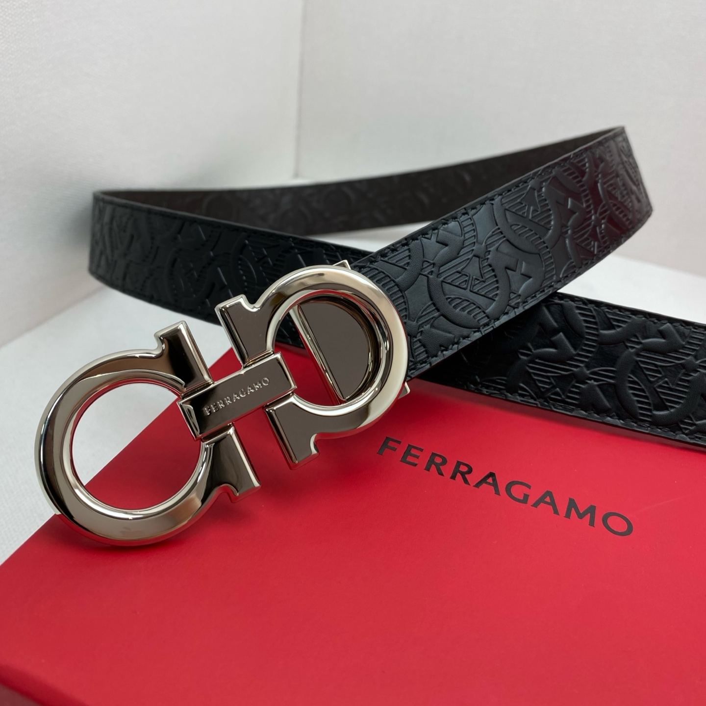 [Copy]Ferragamo Leather Gancini Belt-3.5cm（725421）