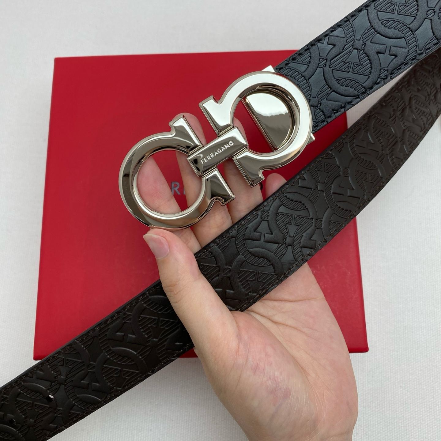 [Copy]Ferragamo Leather Gancini Belt-3.5cm（725421）