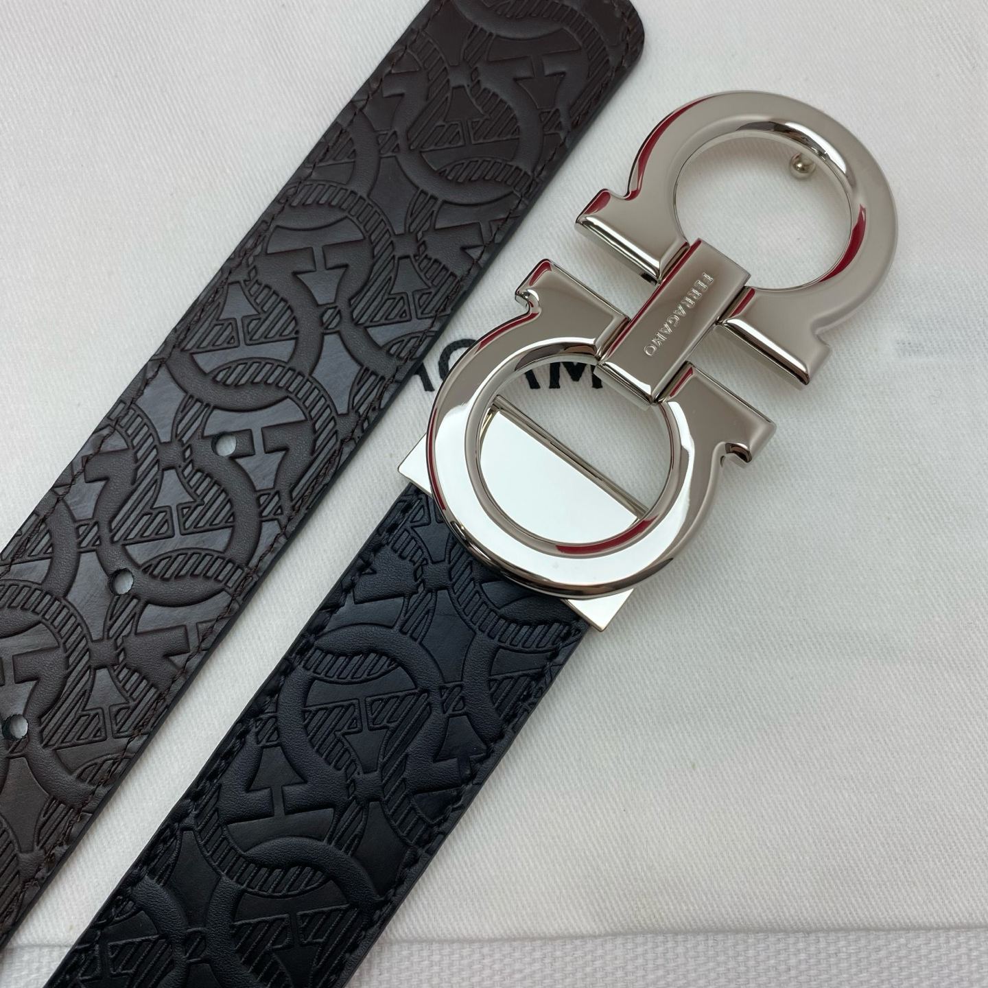[Copy]Ferragamo Leather Gancini Belt-3.5cm（725421）