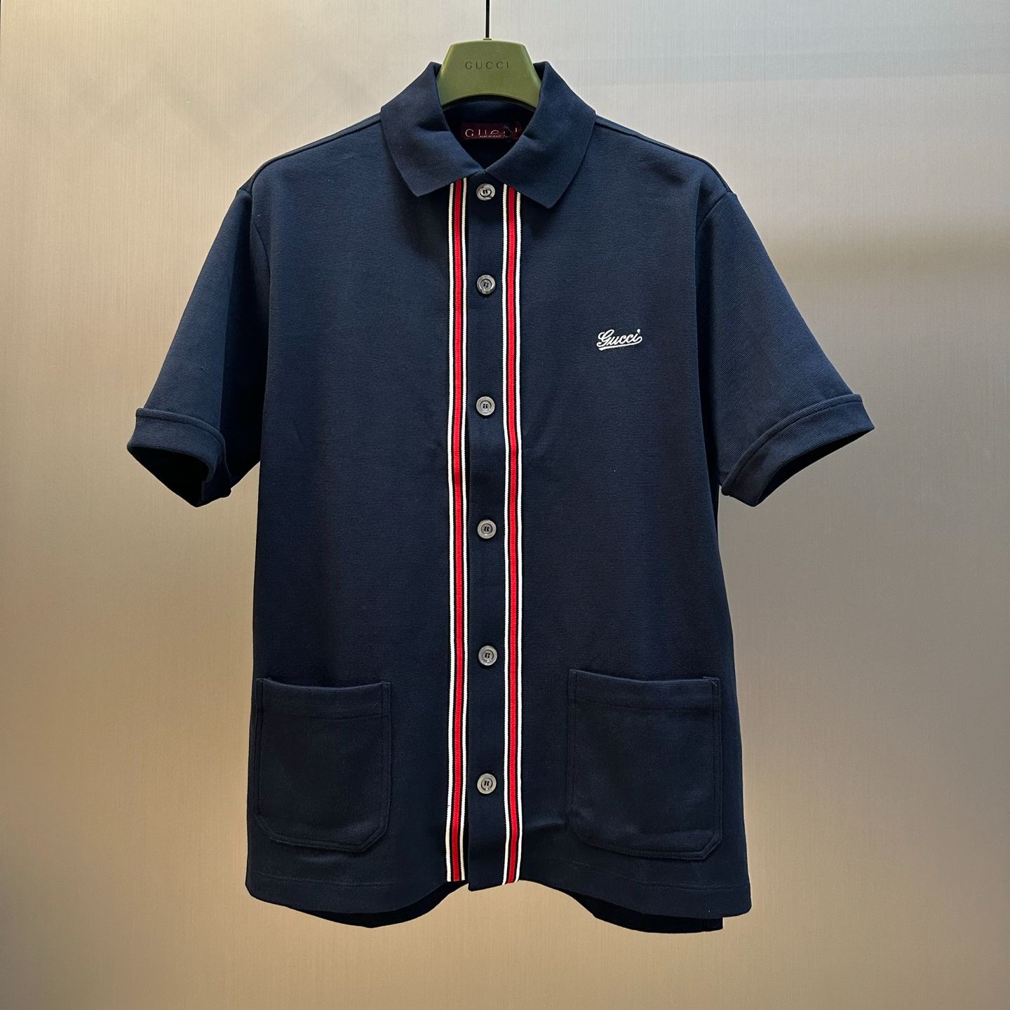Gucci Cotton Jersey Polo Shirt 'Navy blue（742380-XJGKU-4215）