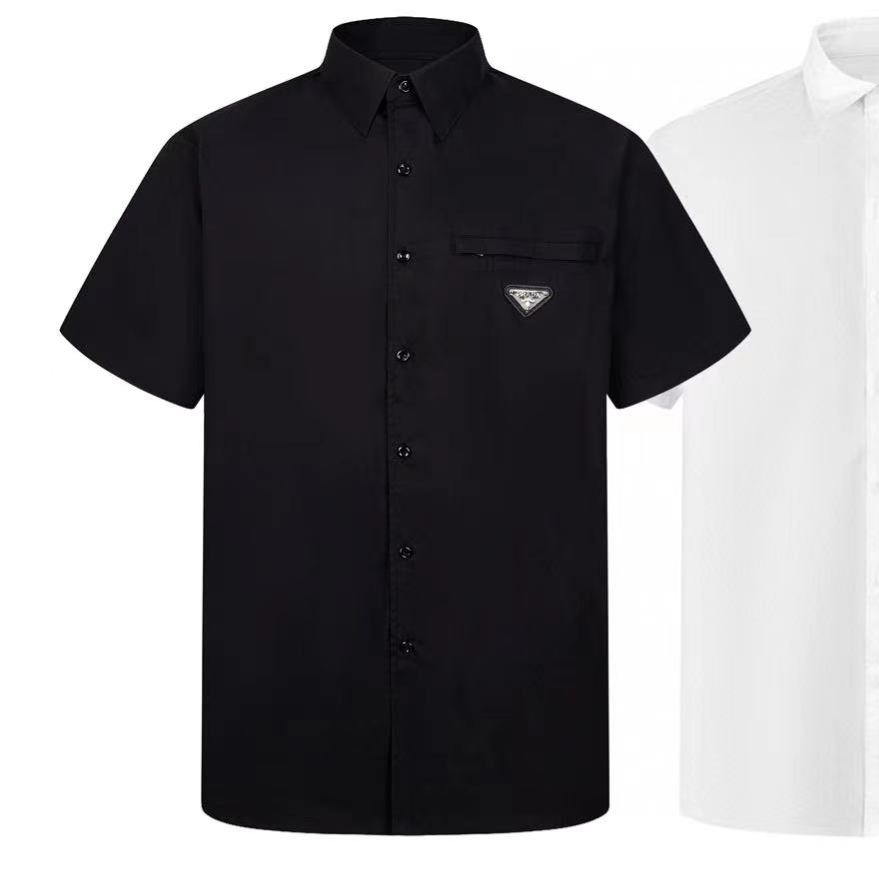 Prada triangular logo cotton short-sleeved shirt（UCS503_1XV2_F0009_S_OOO）