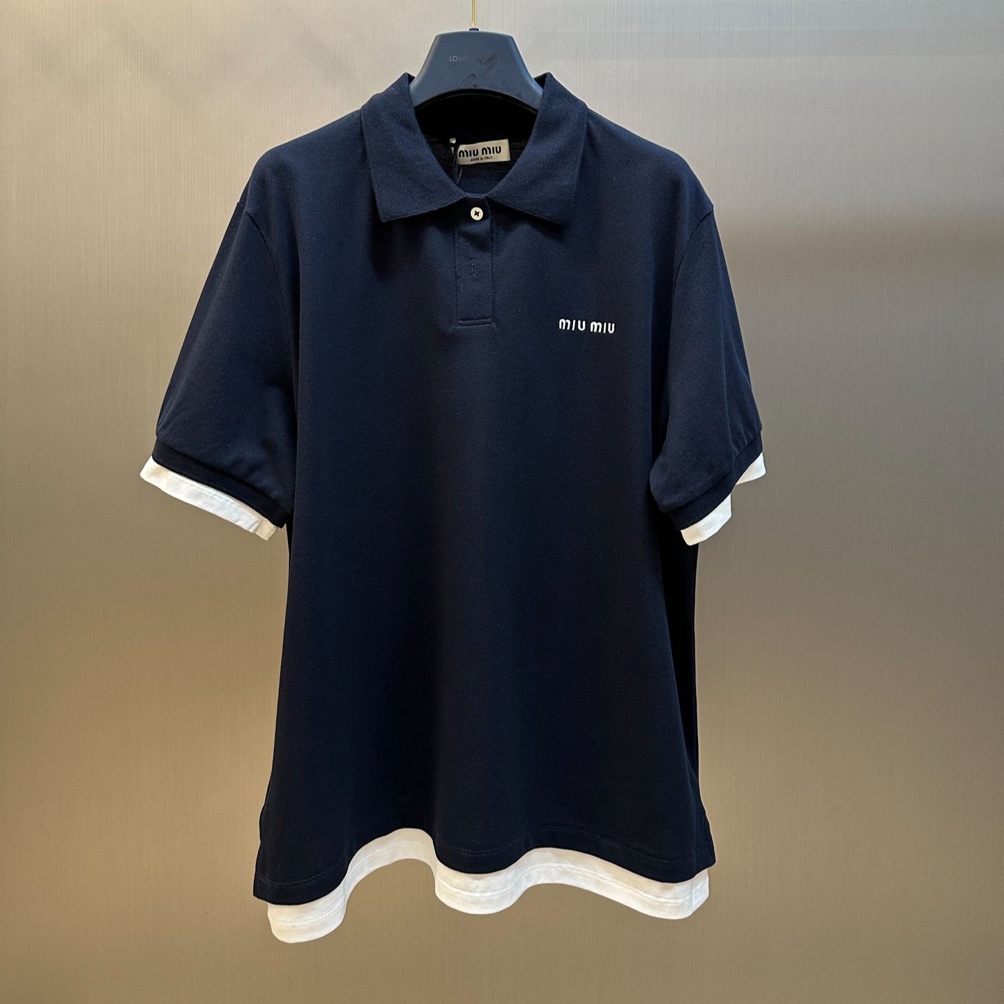 Miu Miu Piqué and jersey polo shirt（MJN557-15WH-F0008-S-OOO）