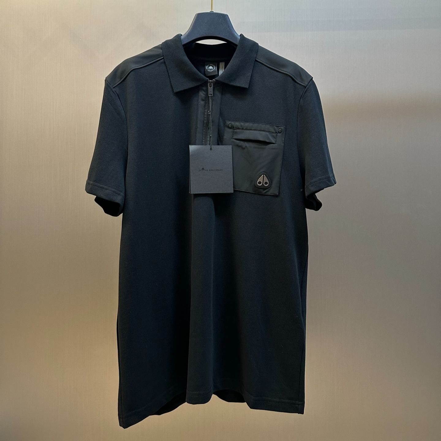 Moose Knuckles Dalon Black Polo Shirt(822185746616）