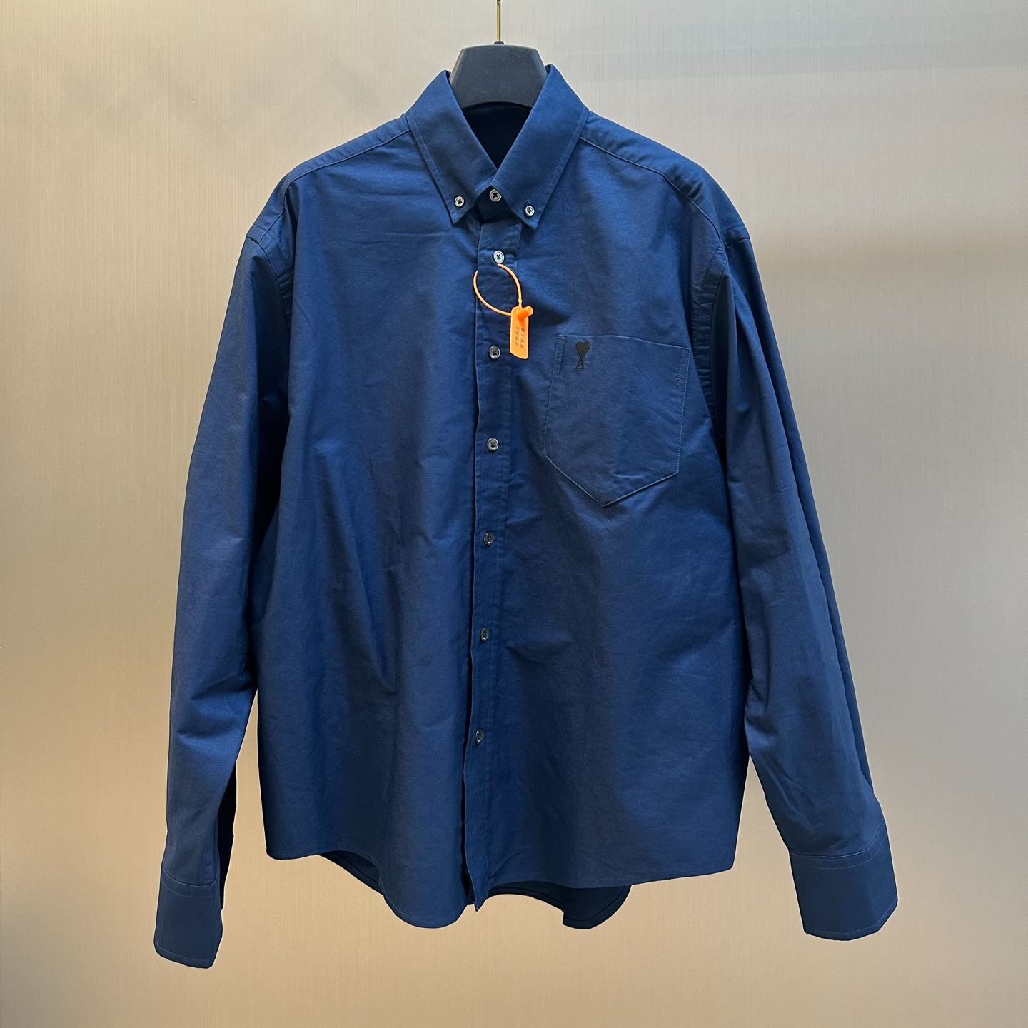 AMI Paris Ami De Coeur logo embroidered shirt | Blue（E26HSH822CO0210）