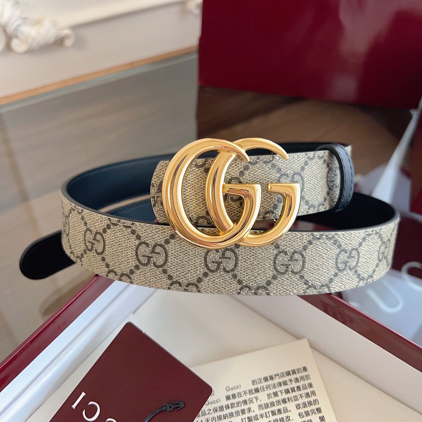Gucci [GG logo] Reversible belt-3cm（659417 92TIC 9769）