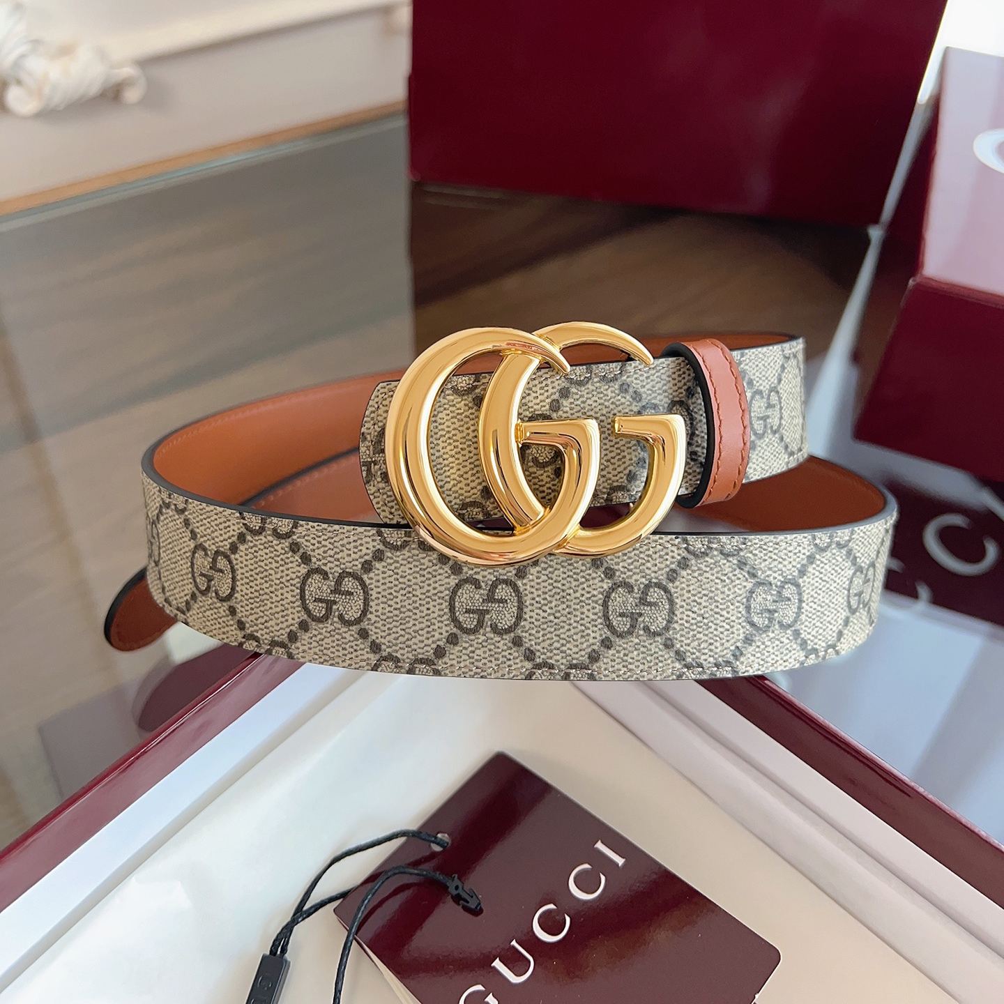 Gucci [GG logo] Reversible belt-3cm（659417 92TIC 9769）