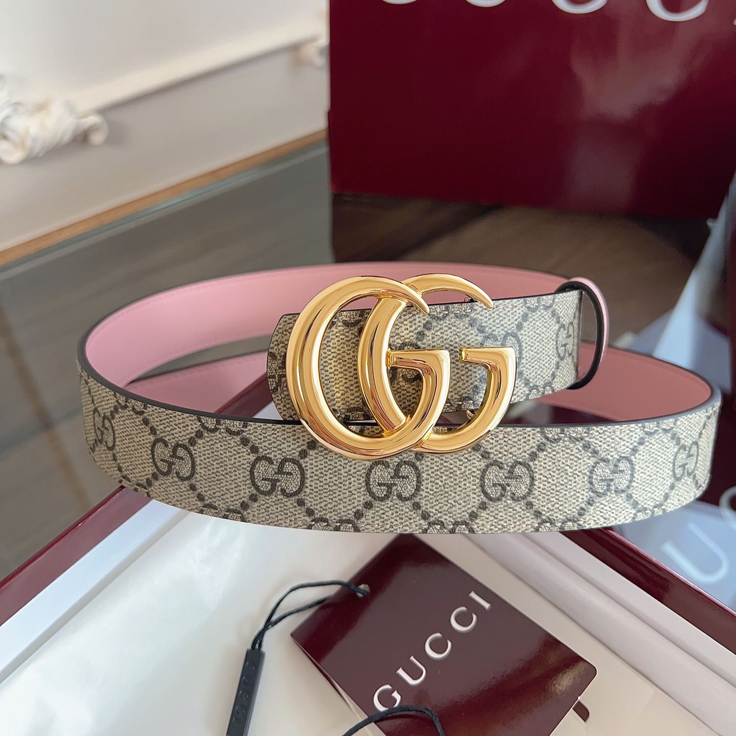 Gucci [GG logo] Reversible belt-3cm（659417 92TIC 9769）