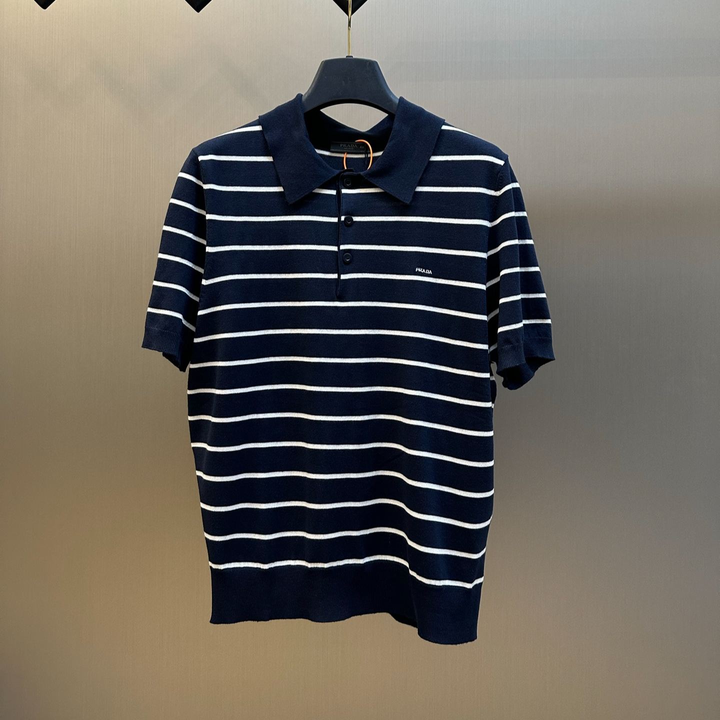 PRADA Short-sleeved striped cotton polo shirt（UJN903SOOO1YR4_F0002）