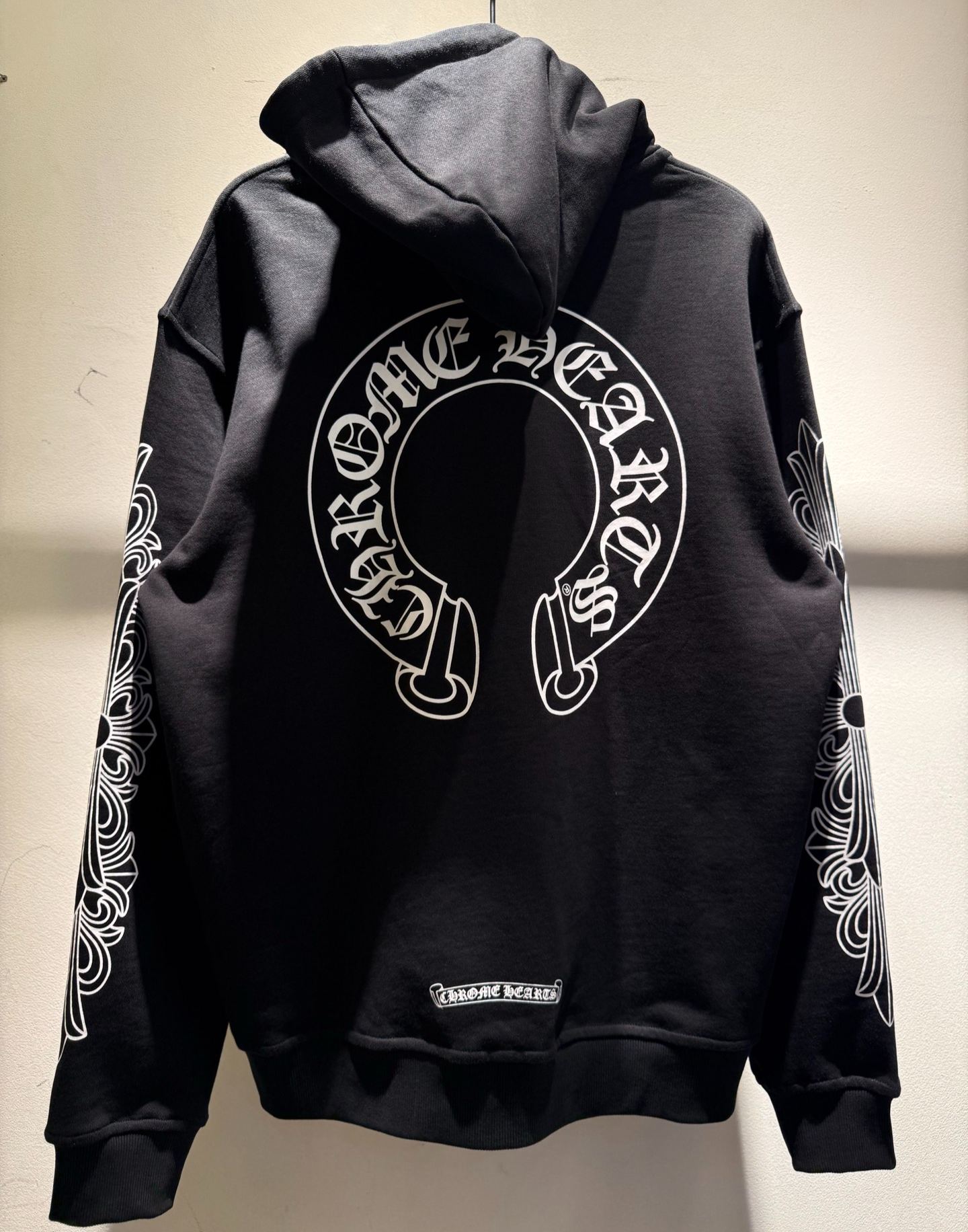 Chrome Hearts Horseshoe Floral Sleeve Fleece Zip Up Hoodie (CH-1070）