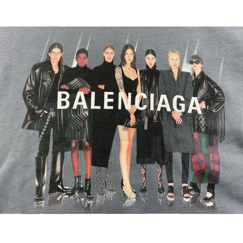Balenciaga Band Portrait Printing Logo Retro Short Sleeve(620969TIV471404）