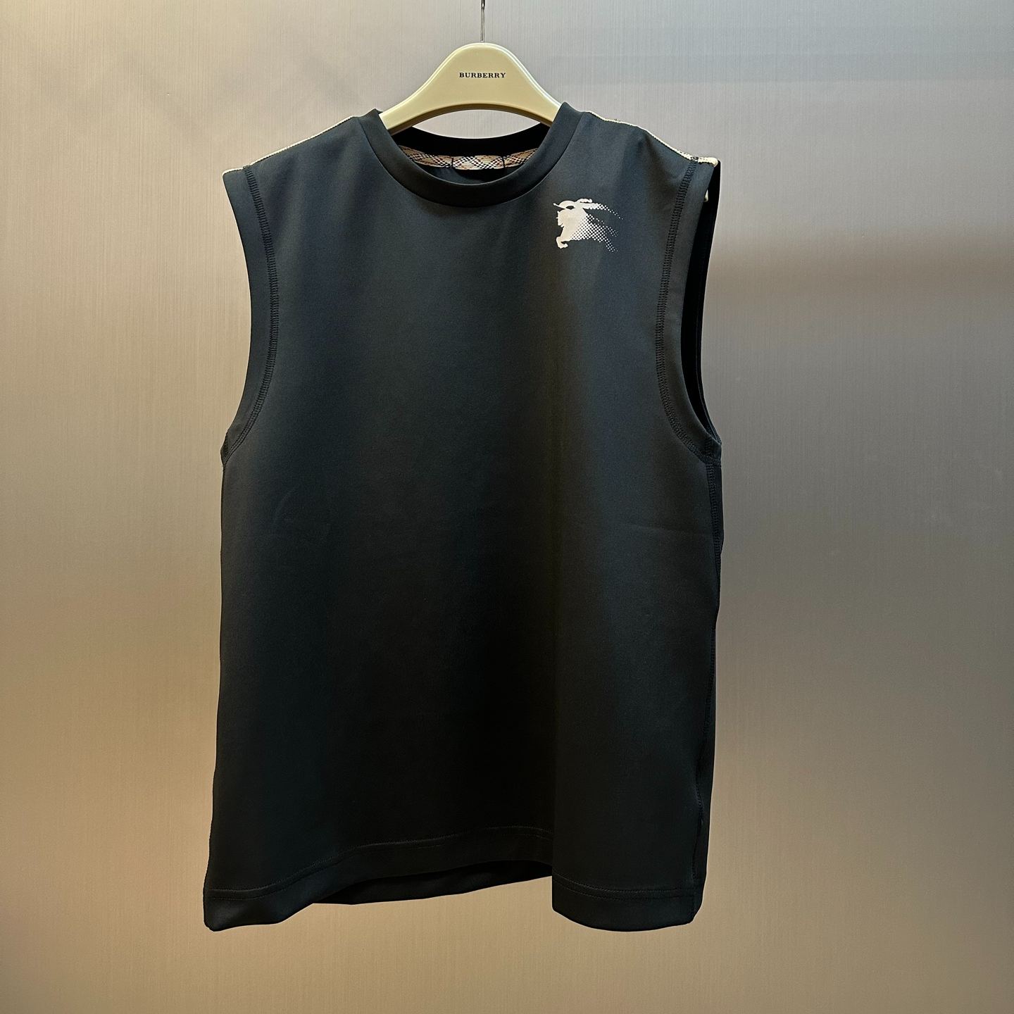 Burberry Check Trim Jersey Tank Top in Black - Men, Nylon（81170571）