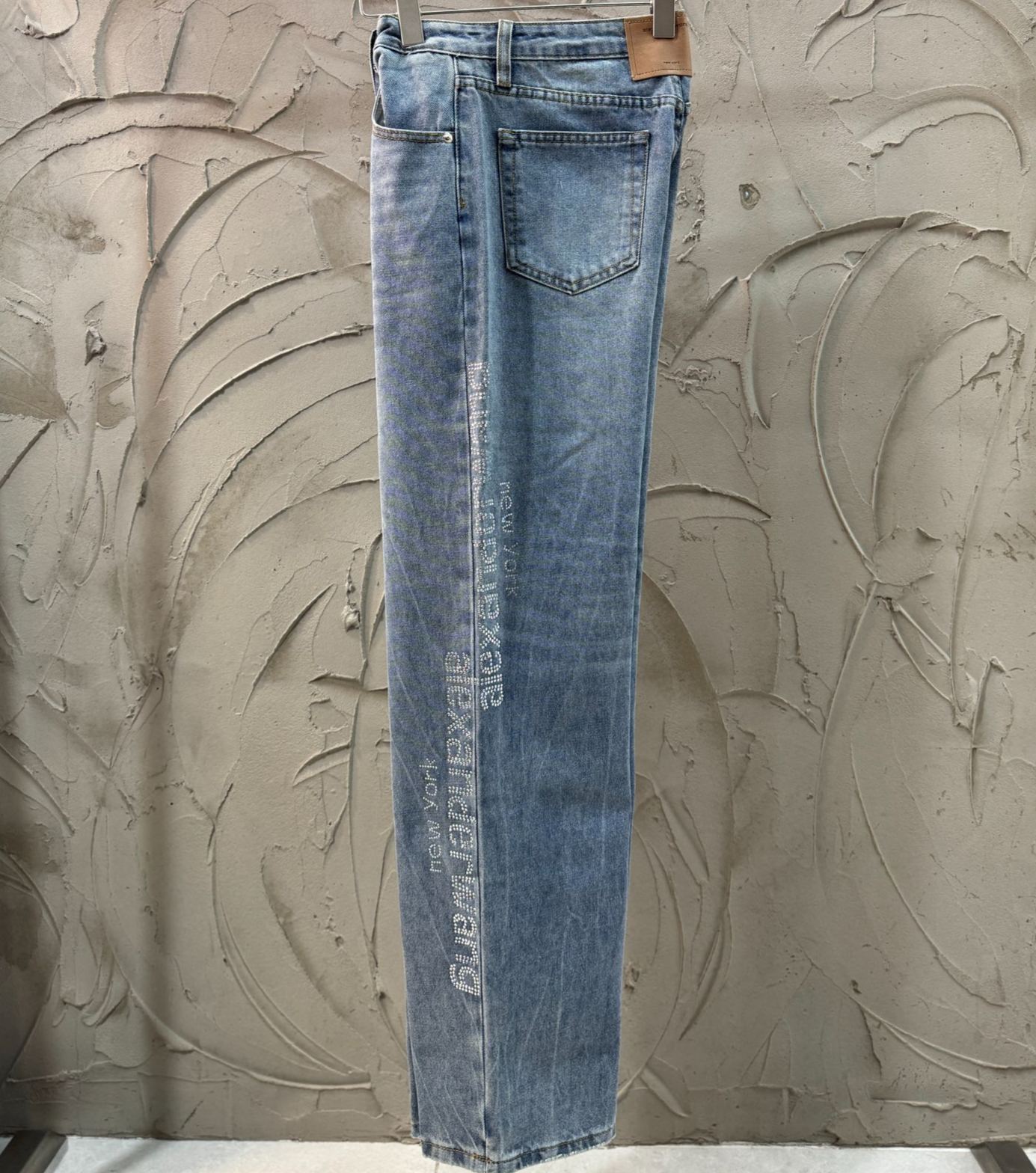 Alexander Wang Women's Blue Crystal Mirror Logo Ez Jean (4DC3264200473）