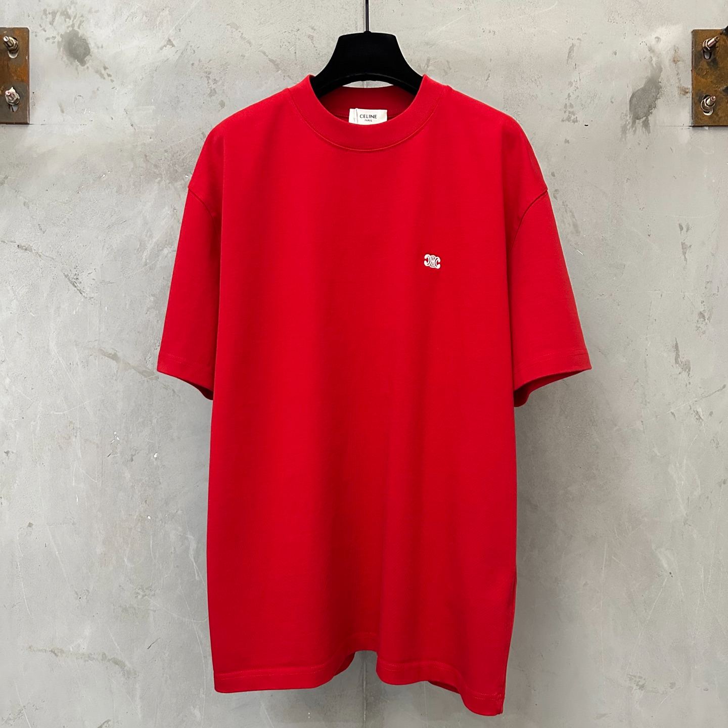 CELINE Men's Triomphe Loose T-Shirt in Cotton Jersey (2X04I671Q.01OB）