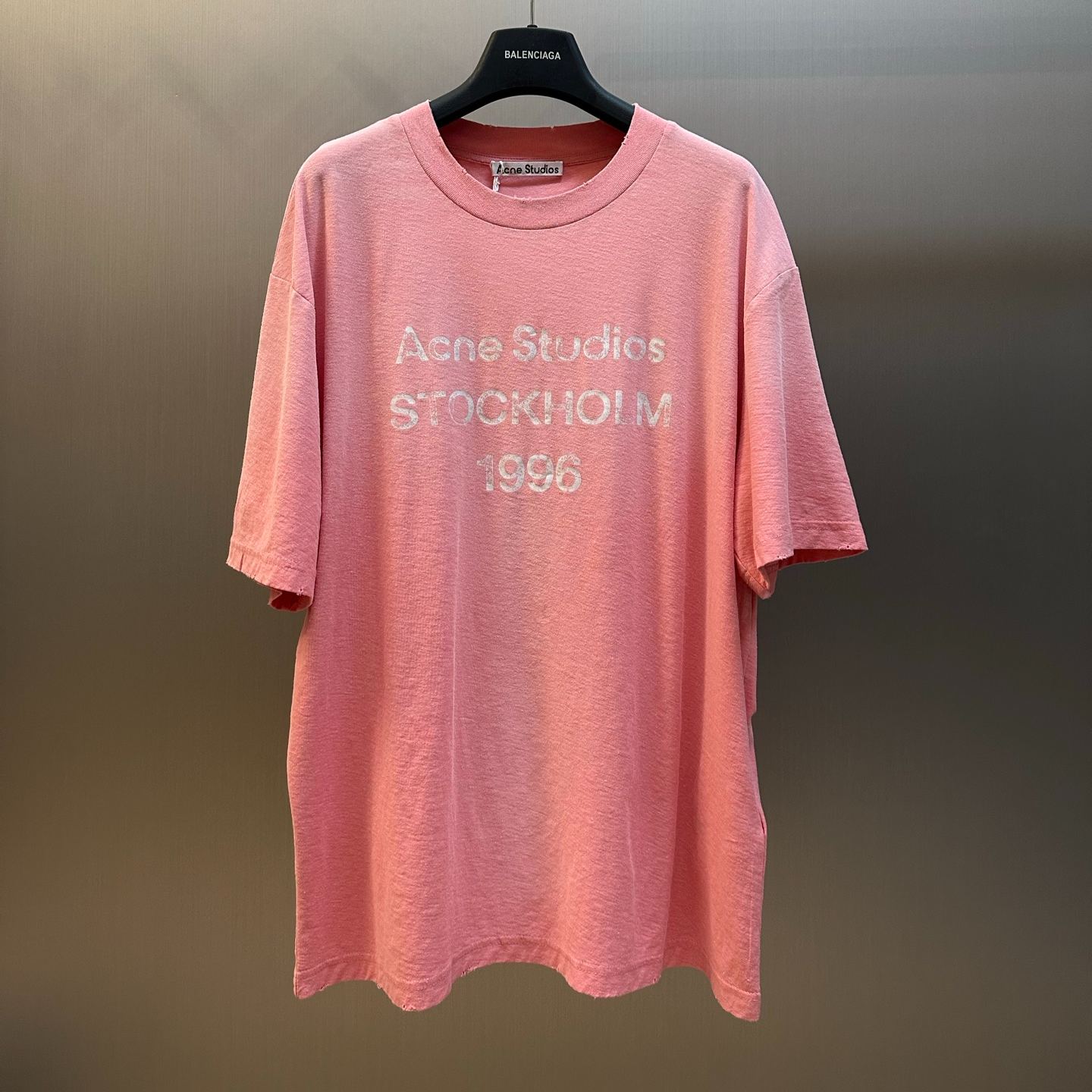 Acne Studios Sprayed logo t-shirt Tango pink (FN-UX-TSHI0000134）