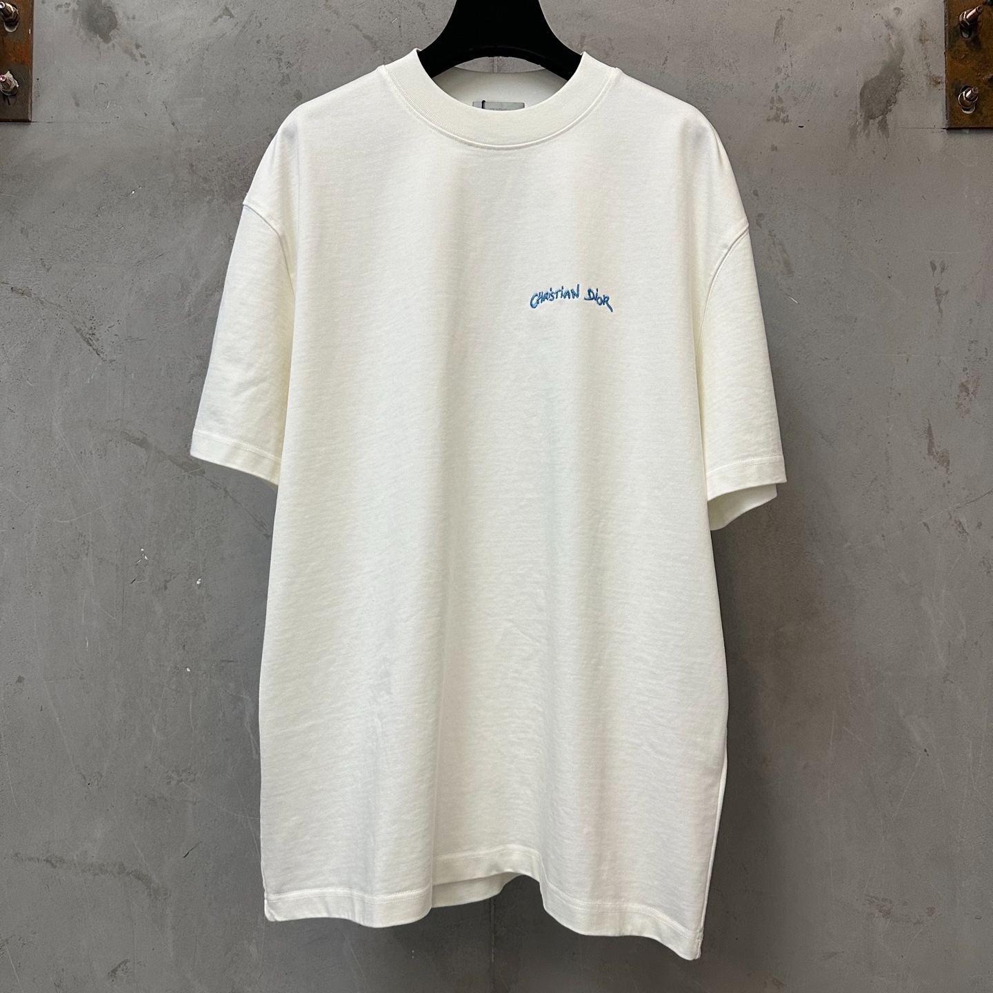 Dior Cotton Jersey Christian Dior Tag T-Shirt Relaxed Fit "White"（443J696B0554_C085）