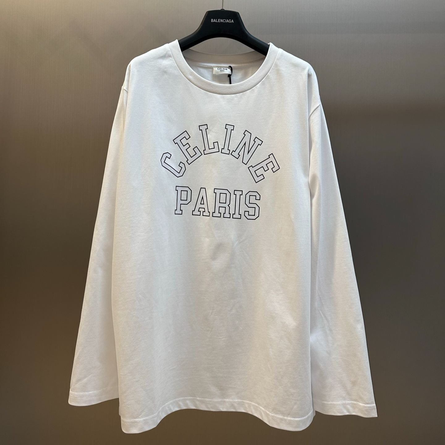 CELINE LONG-SLEEVED T-SHIRT IN COTTON JERSEY (RX0TG1242.01OB）