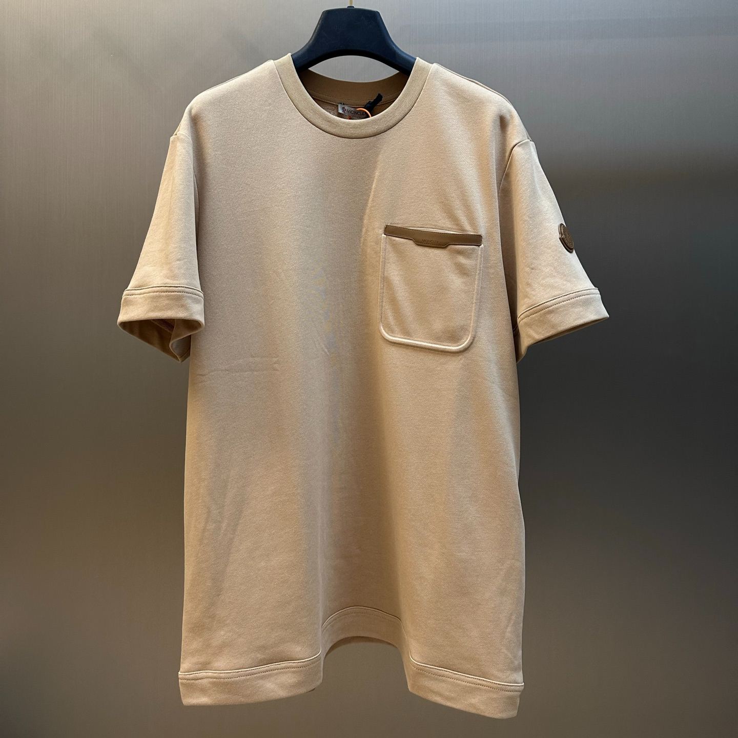 Moncler Cotton T-Shirt with Leather Trim（L10918C0005089BD5）