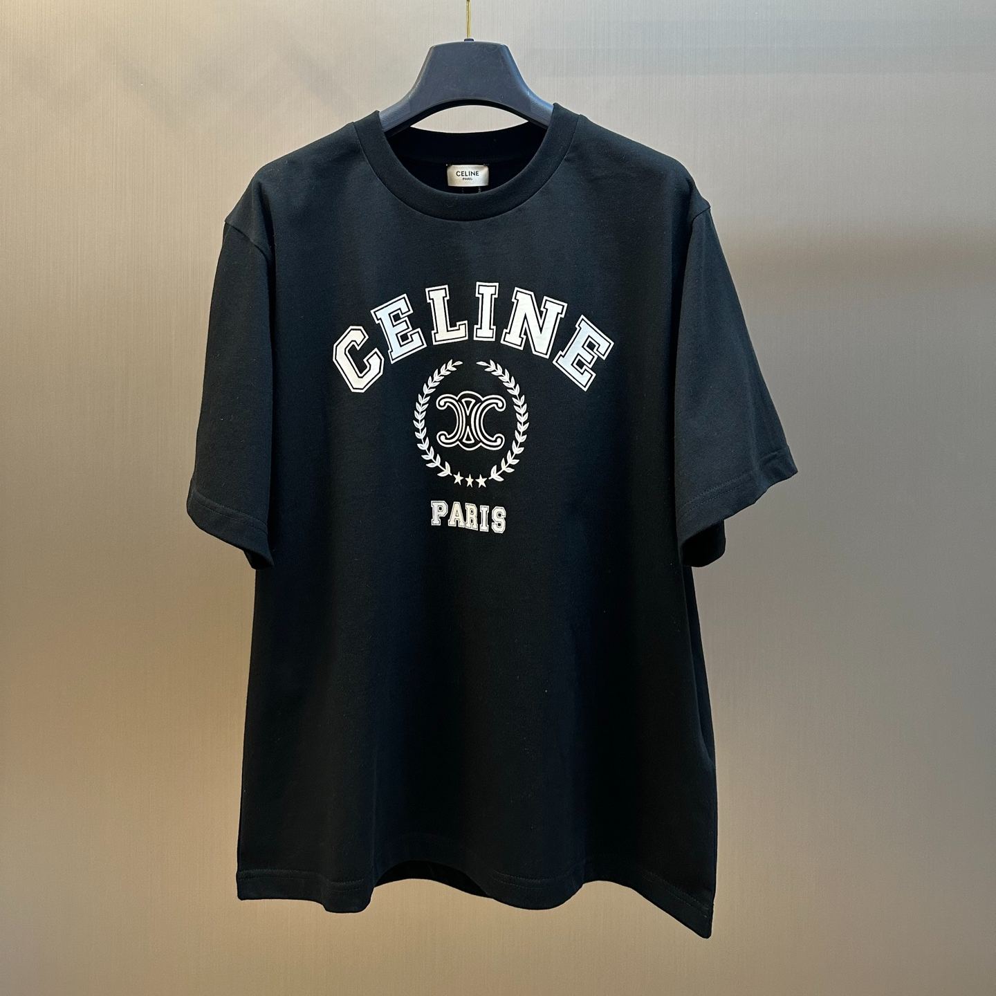 CELINE Logo-Print Cotton-Jersey T-Shirt (RX0WP1242-38AW）