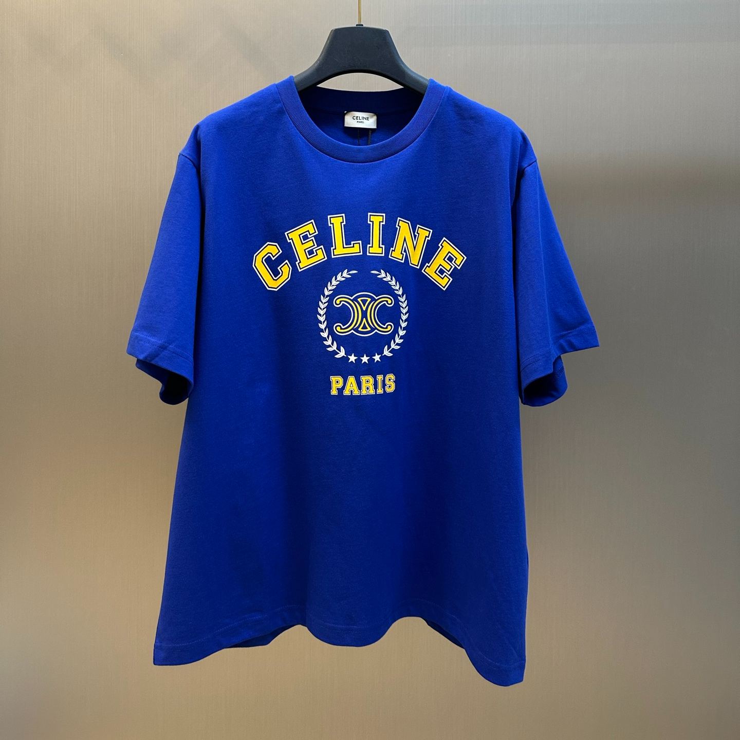 CELINE Logo-Print Cotton-Jersey T-Shirt (RX0WP1242-38AW）