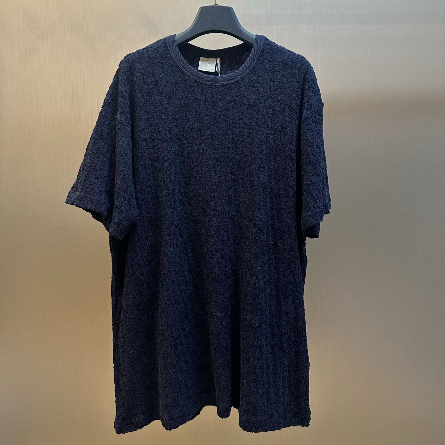 Dior Loose-Fit Dior Oblique T-Shirt Navy Blue Cotton Terry Cloth（683J696A3144_C541）