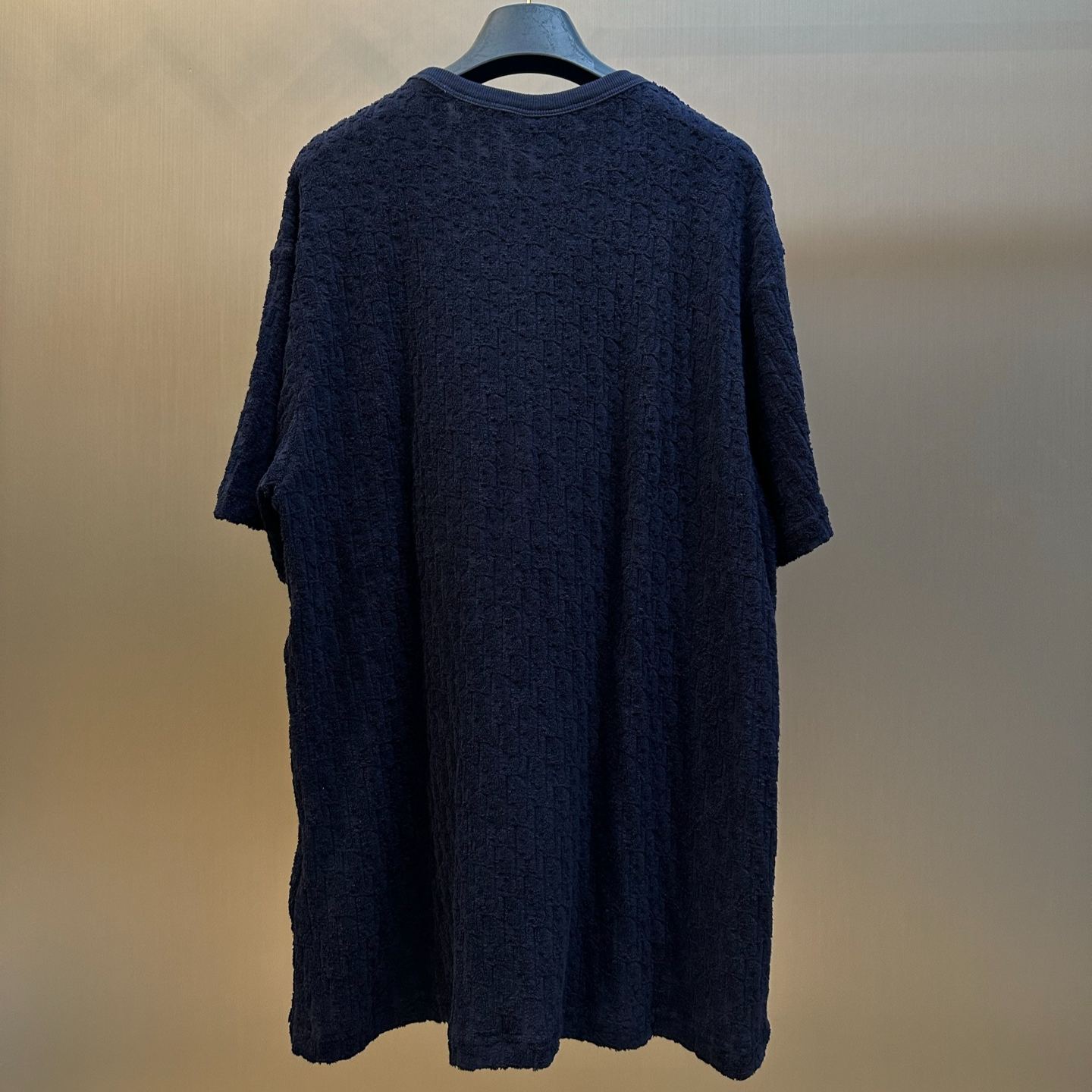Dior Loose-Fit Dior Oblique T-Shirt Navy Blue Cotton Terry Cloth（683J696A3144_C541）