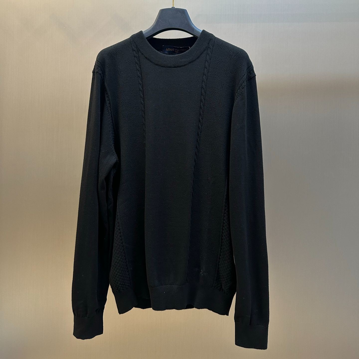 Louis Vuitton Pointelle Cotton-Silk Long-Sleeved Crewneck（1AJIOB）
