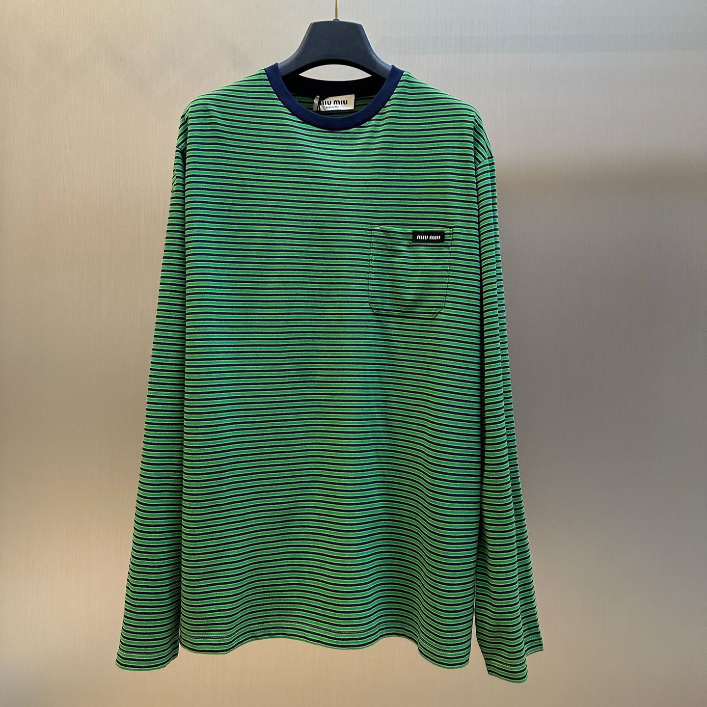 MIUMIU Striped jersey T-shirt（MJL014_14RT_F0OBW_S_OOO）