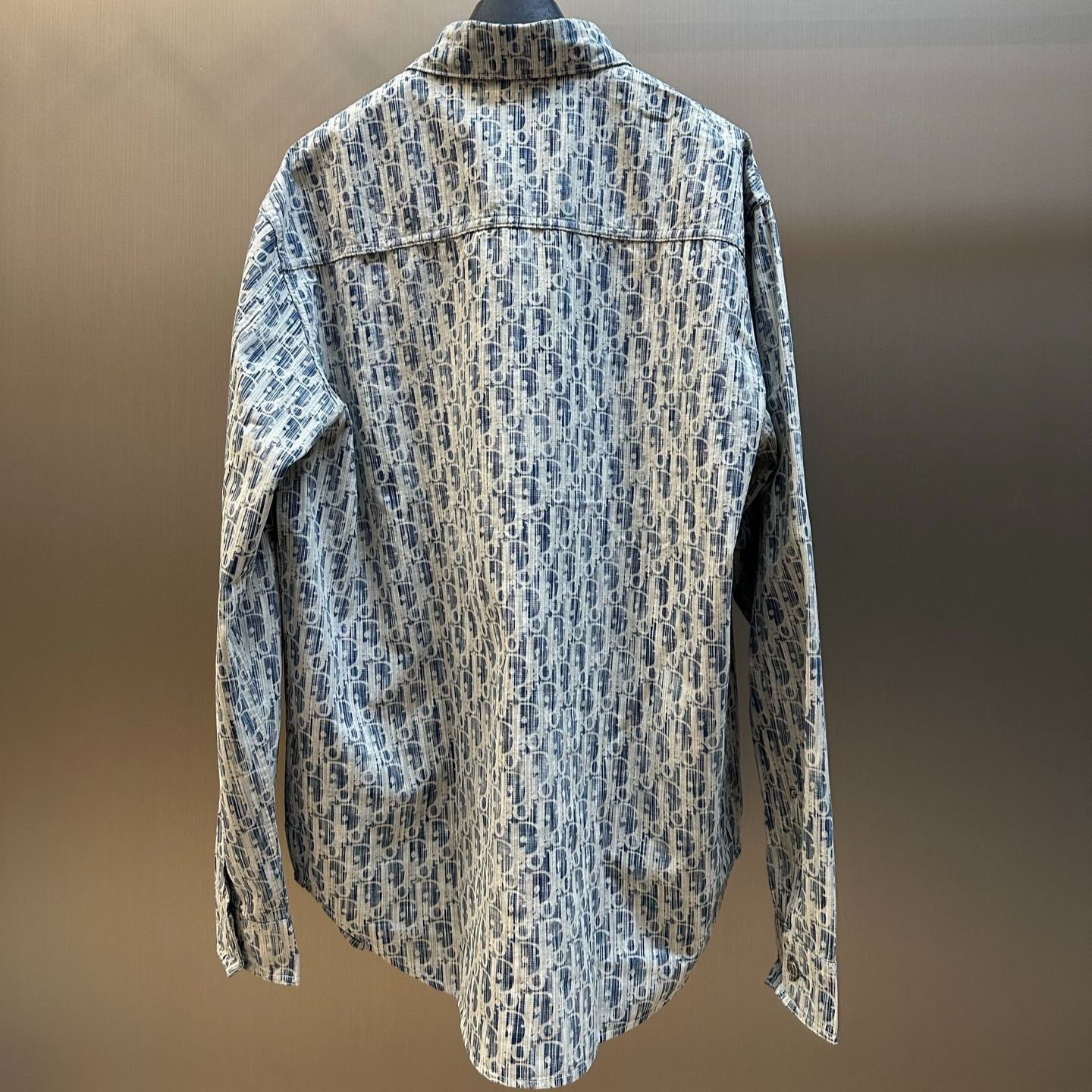 Dior Overshirt Blue And White Dior Oblique Kasuri Cotton Denim Blue White（013D585BY989-C580）