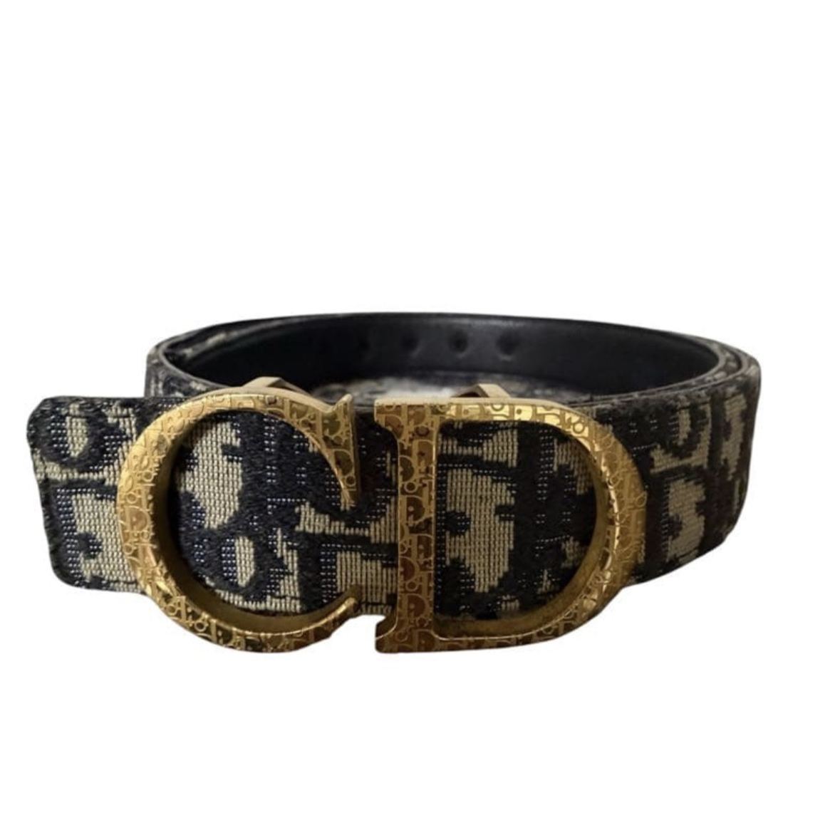 Dior Essentials CD Reversible Belt: Brass x Twill Jacquard x Grain Calfskin（4907PLMET_H02K）