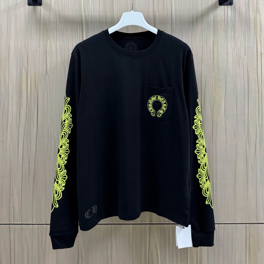 Chrome Hearts Horse Shoe L/S T-Shirt "Black/Neon Yellow"（CH2026732）