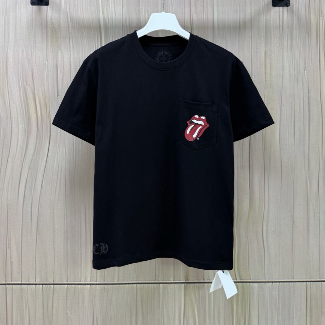 CHROME HEARTS & THE ROLLING STONES Rolling Stones Horseshoe T-Shirt（CH2026733）