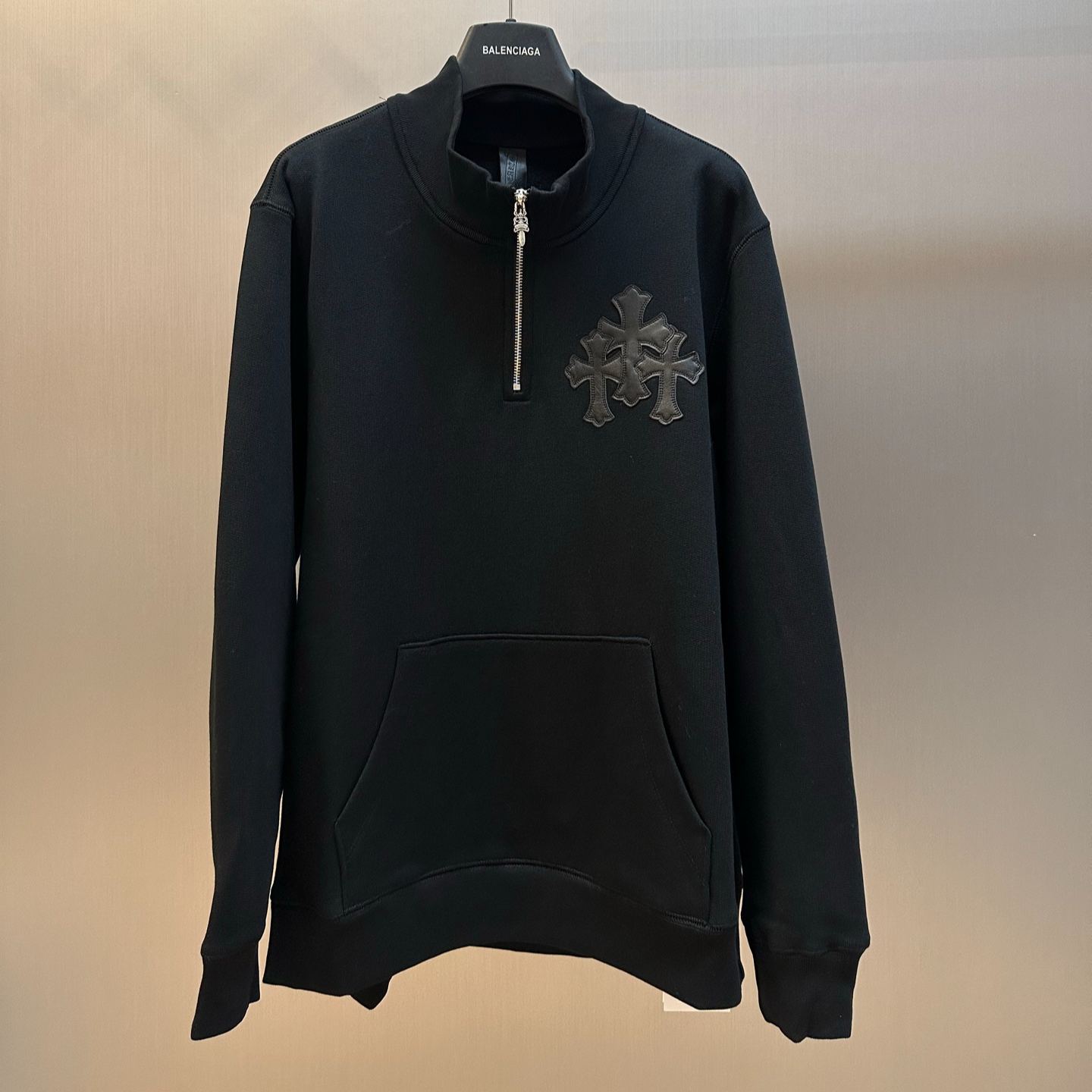 Chrome Hearts Y Not Label Cross Patch Half Zip Sweat "Dark Gray" (CH2026734）