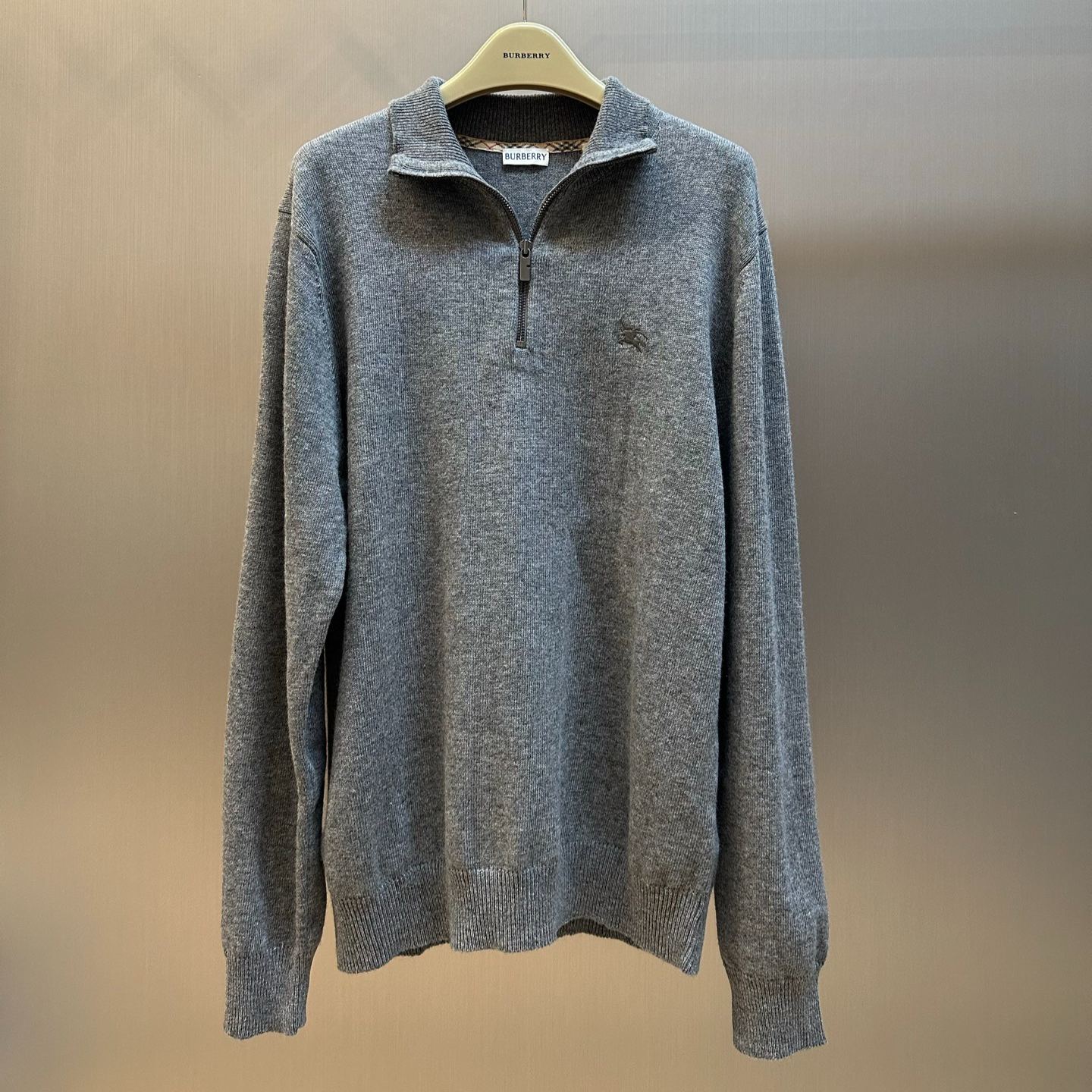 Burberry Cashmere Blend Half-Zip Sweater "Grey"（81121321)