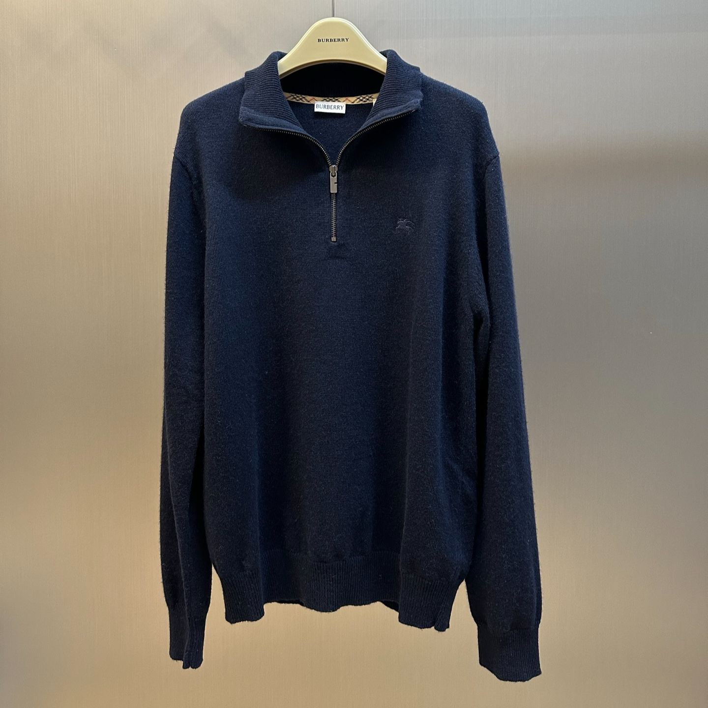 Burberry Cashmere Blend Half-Zip Sweater "Grey"（81121321)