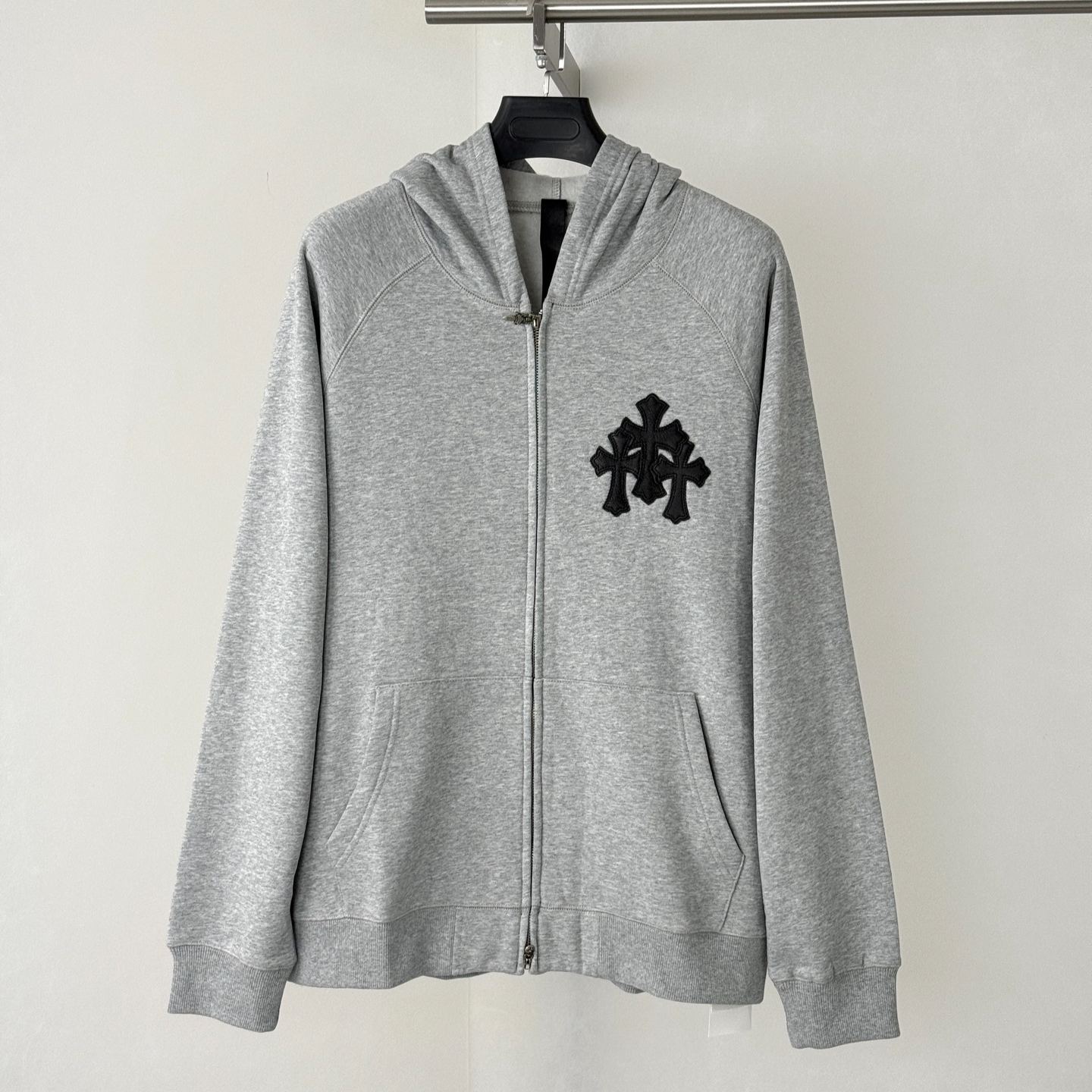 Chrome Hearts Y Not Cross Patch Zip Up Hoodie  (CH2026890）