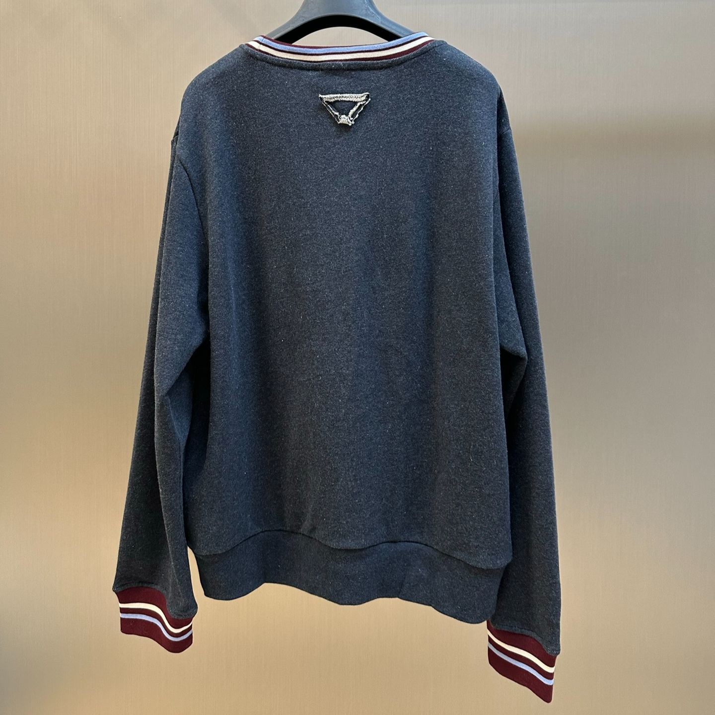PRADA Logo-Embroidered Crewneck Cotton-Fleece Sweatshirt   (134728-19IC-F01EC-S-OOO）