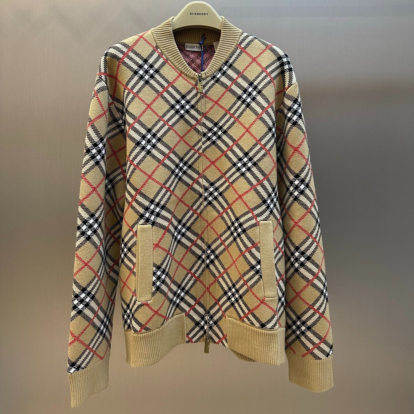 Burberry check cotton-wool blend bomber jacket（81194371)