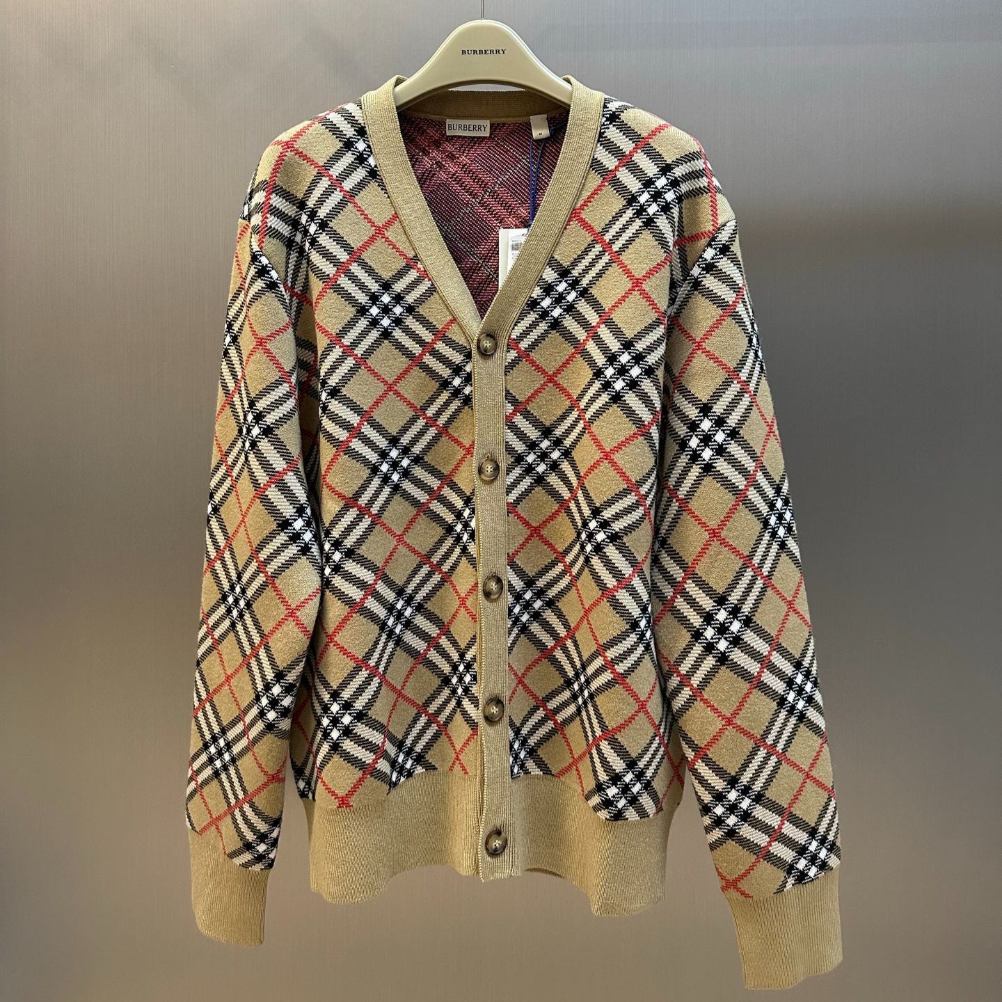 Burberry check cotton-wool blend cardigan（81184591)