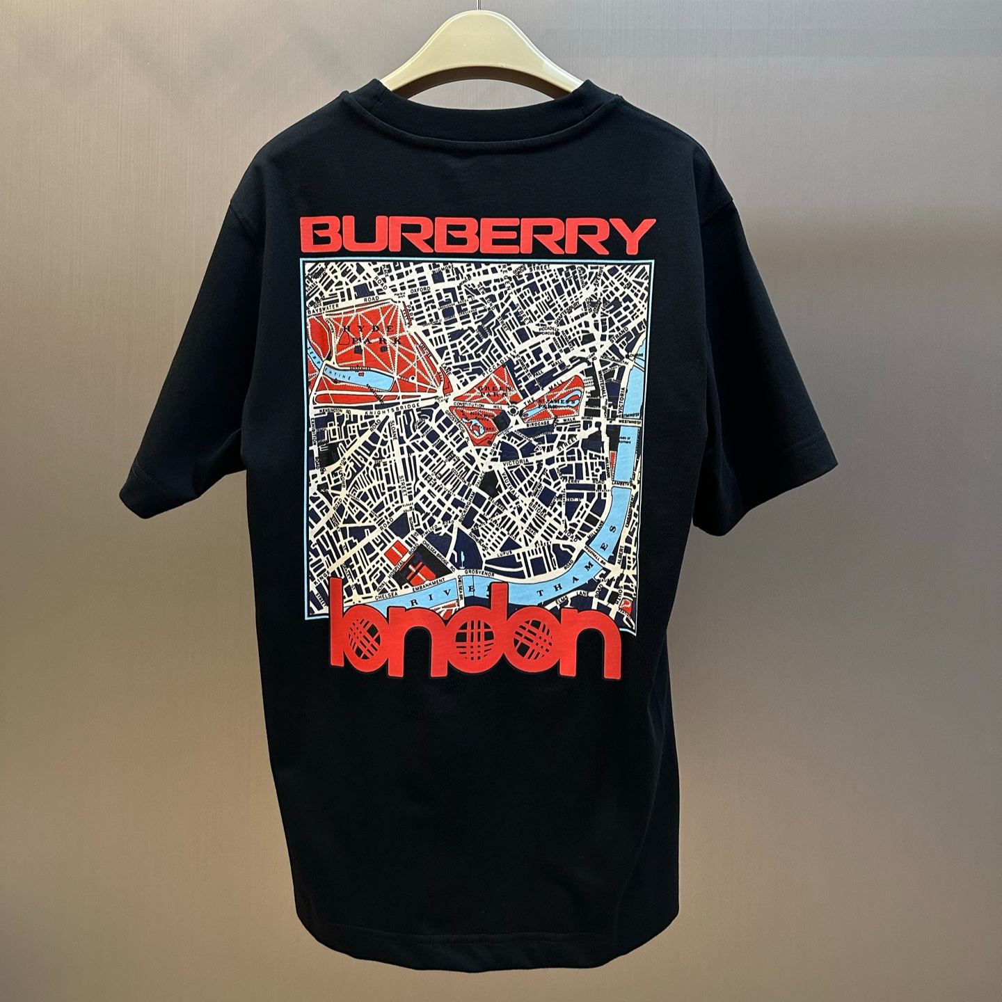 BURBERRY London Map Print Cotton T-Shirt（81310361）