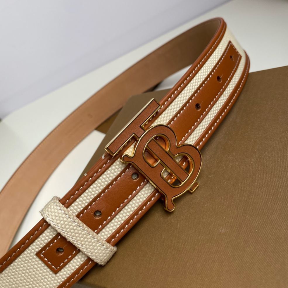 Burberry canvas-panelled belt（80704325）