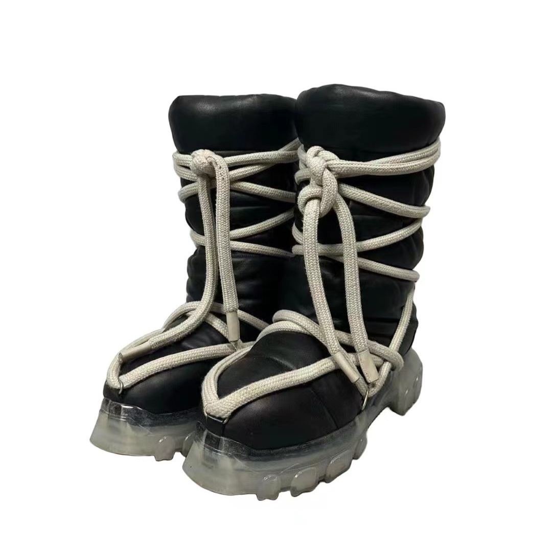 Rick Owens Black Lunar Tractor Boots（232232M255001）