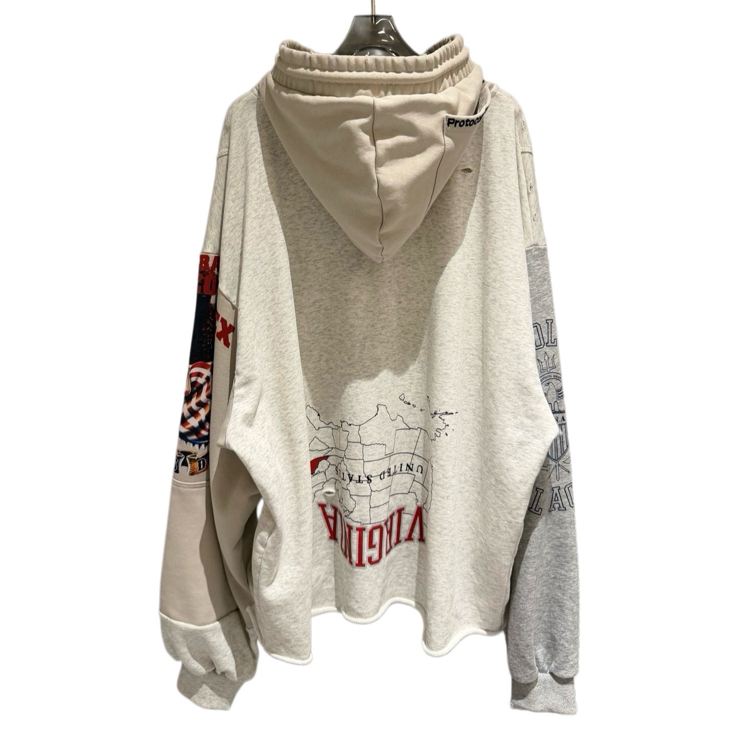PROTOCOL INDEX patchwork distressed hoodie（ PI00019）
